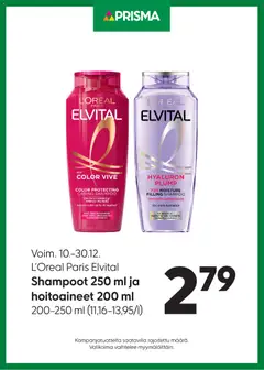 Esikatselu Prisma tarjoukset L’Oreal Paris Elvital voimassa alkaen 10/12/2025