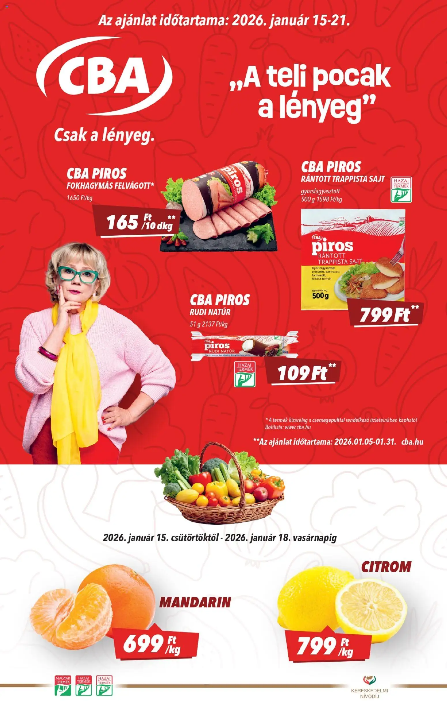 CBA Akciós újság - 1oldal - érvényes 2026.01.15.-tól