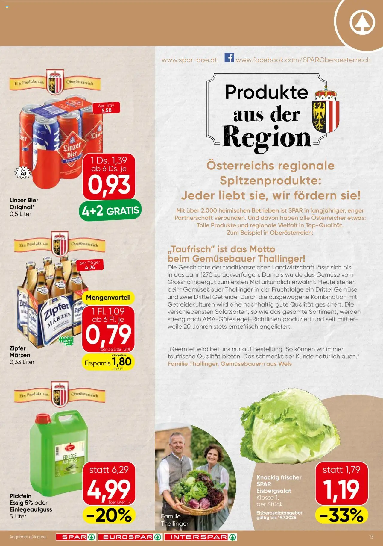 Spar Flugblatt - Oberösterreich - Seite 13- gültig ab 17.07.2025