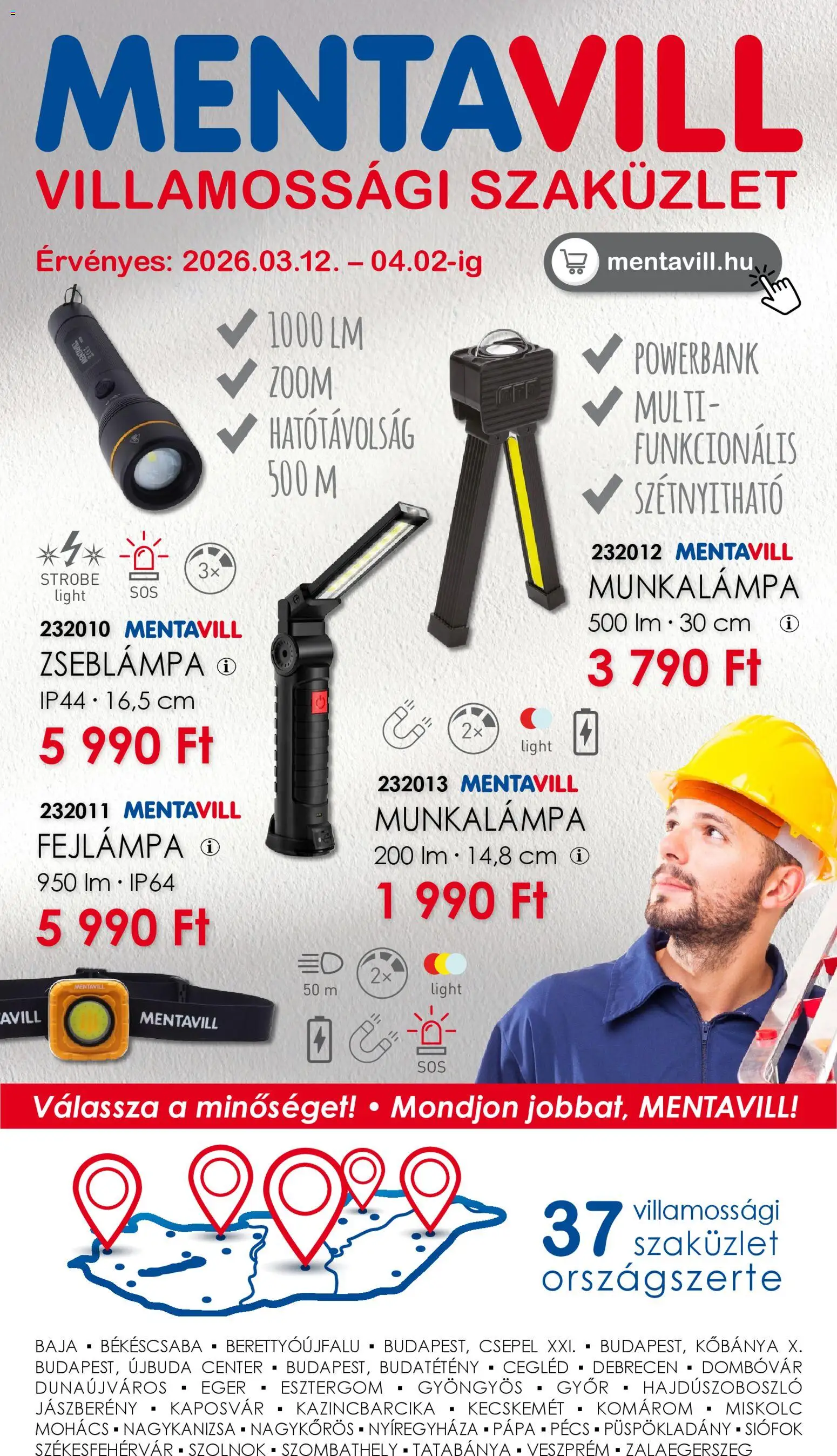 Mentavill akciós újság - 1oldal - érvényes 2026.03.12.-tól