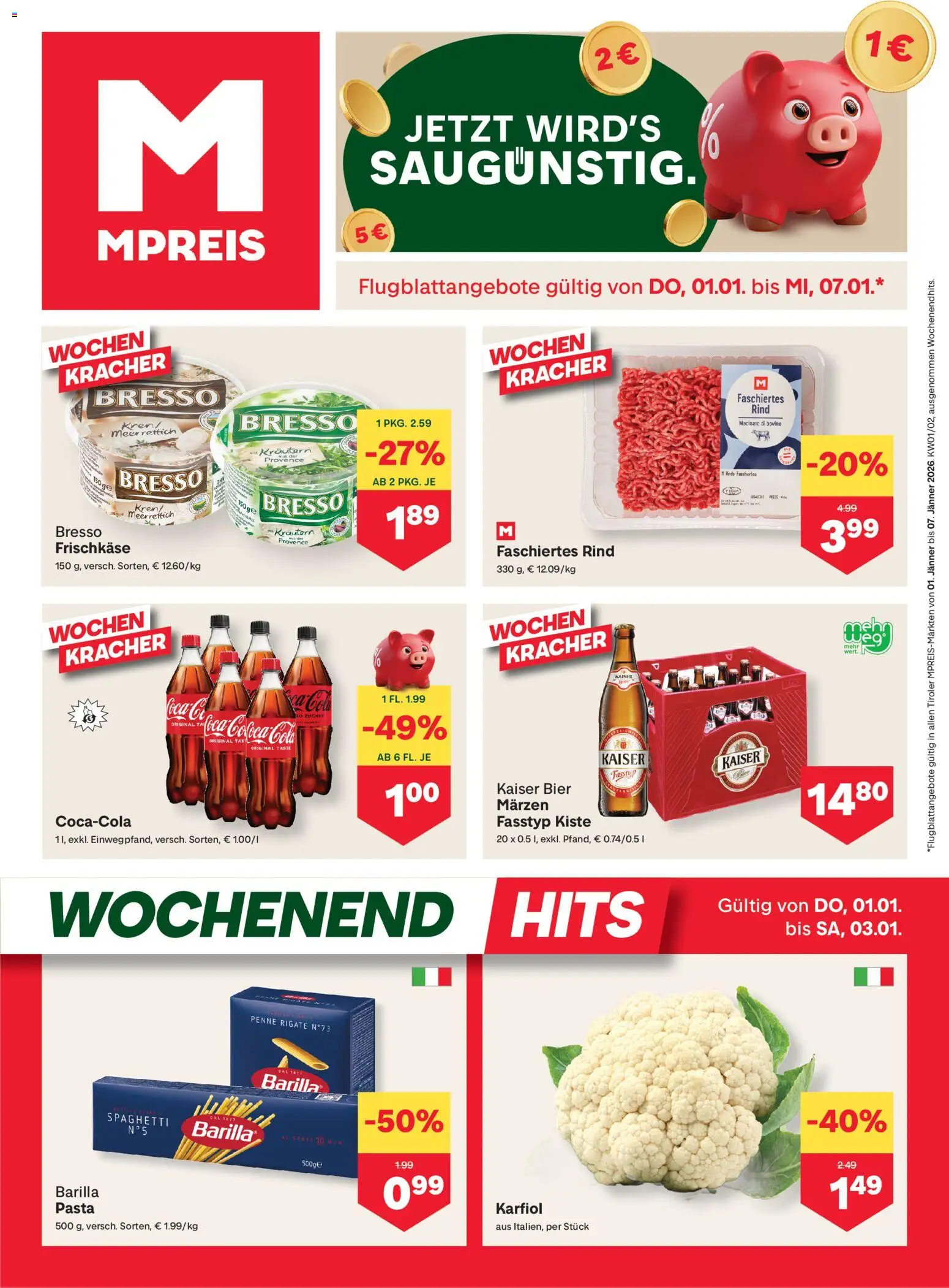 MPREIS Flugblatt - Seite 1- gültig ab 01.01.2026