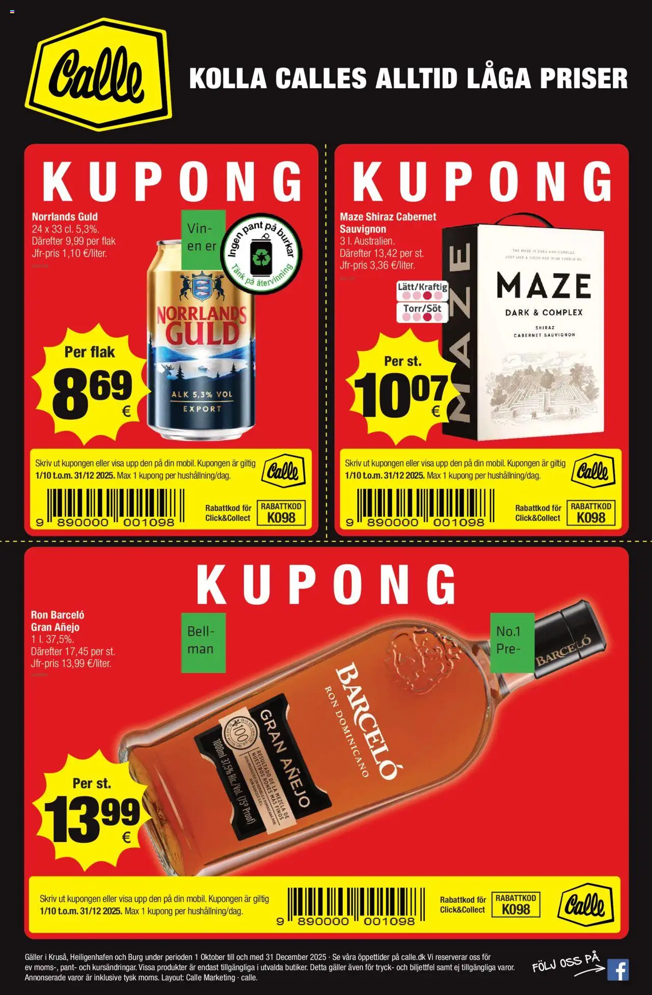 Calle - Svenske kupontilbud - side 1- gyldig fra 01/10/2025