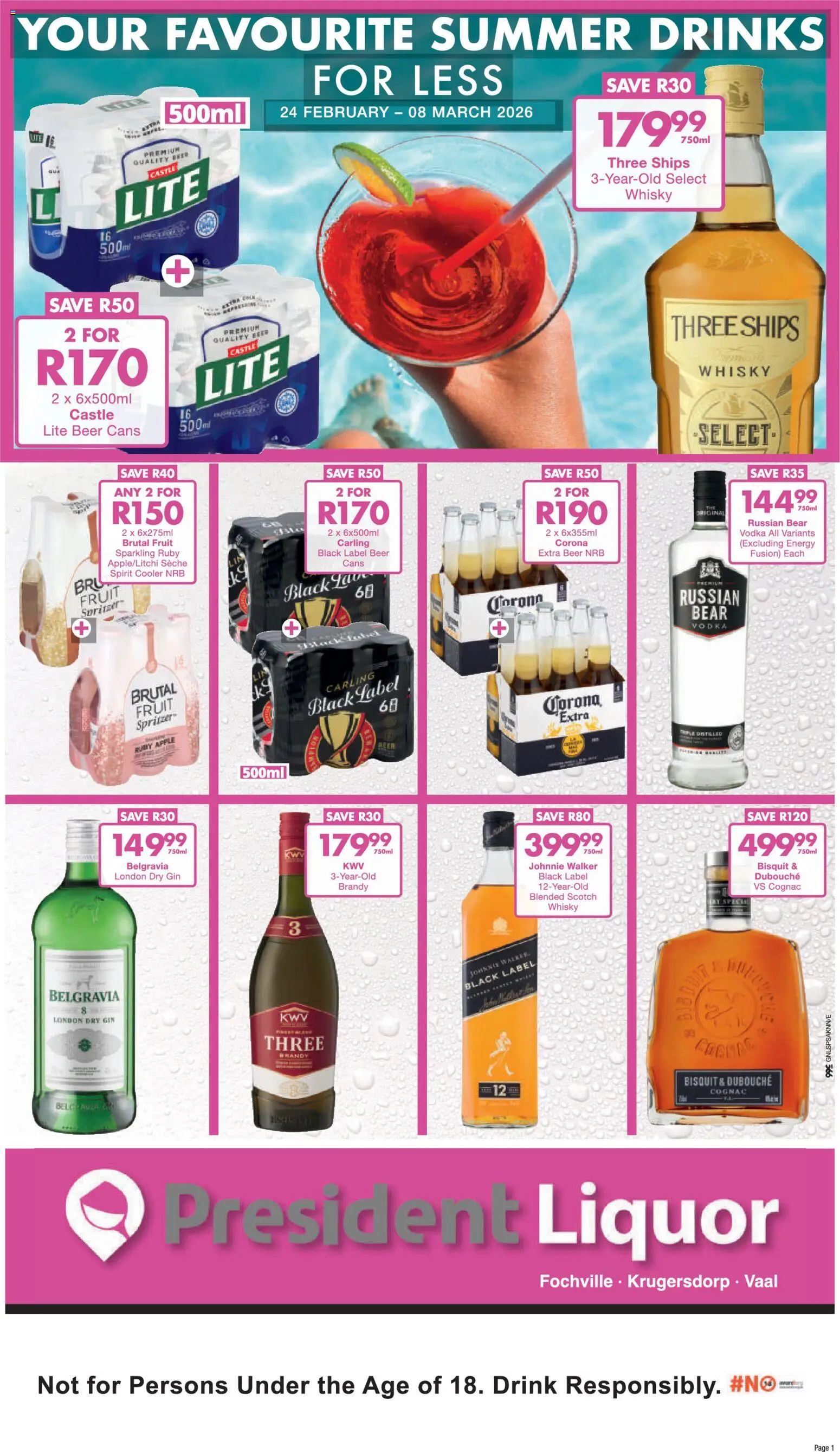 President Hyper Liquor Specials - page 1- valid from 24/02/2026