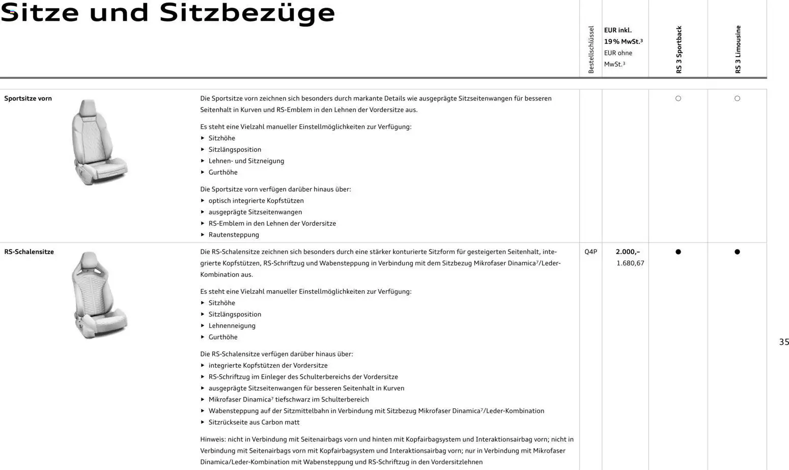 Audi RS 3 Sportback / RS 3 Limousine - Seite 35 - gültig ab 28.10.2025