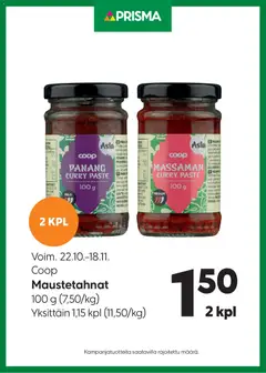 Esikatselu Prisma tarjoukset Coop maustetahnat voimassa alkaen 22/10/2025