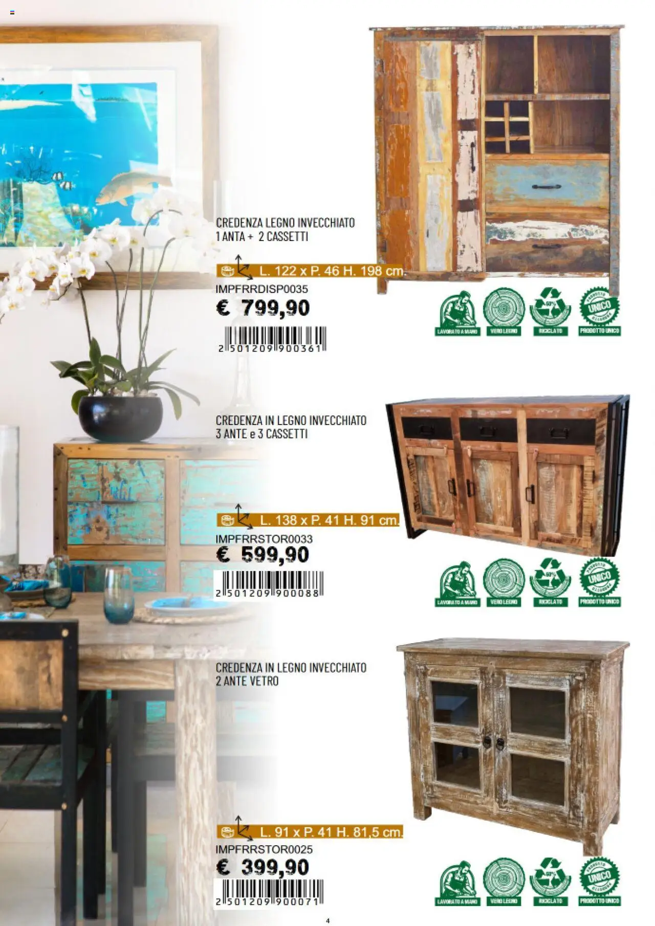 Catalogo - Mobili Etnici in Vero Legno La Prealpina	 - pagina 4 - valido dal 27/09/2024
