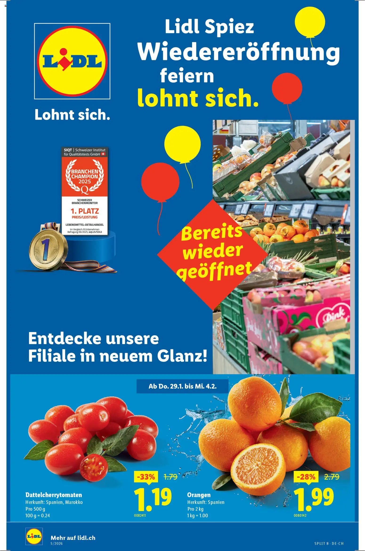 Lidl Aktionen Wiedereröffnung Spiez - Seite 1- gültig ab 29.01.2026