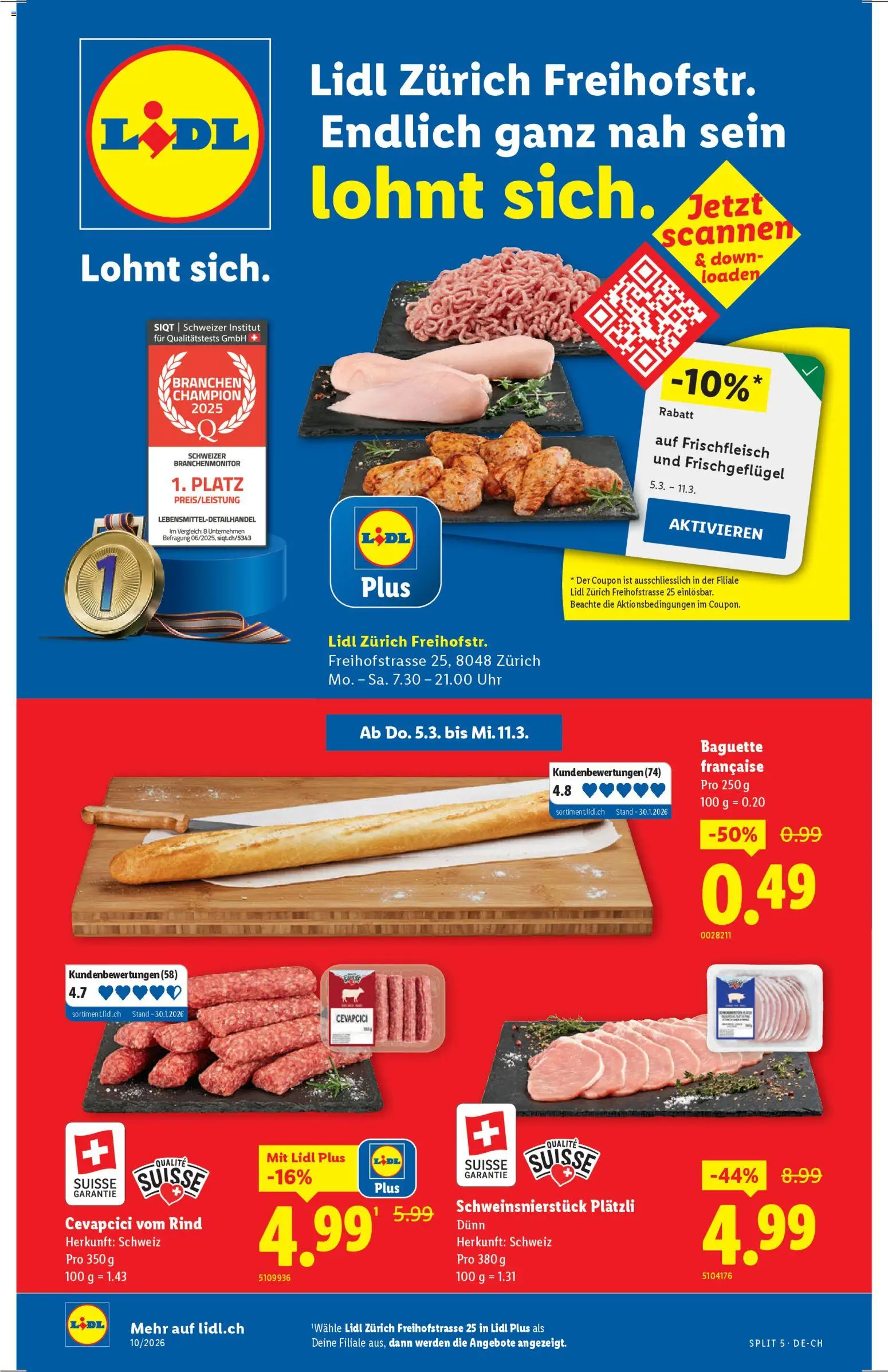 Lidl Aktionen Neueröffnung Zürich - Seite 1- gültig ab 05.03.2026