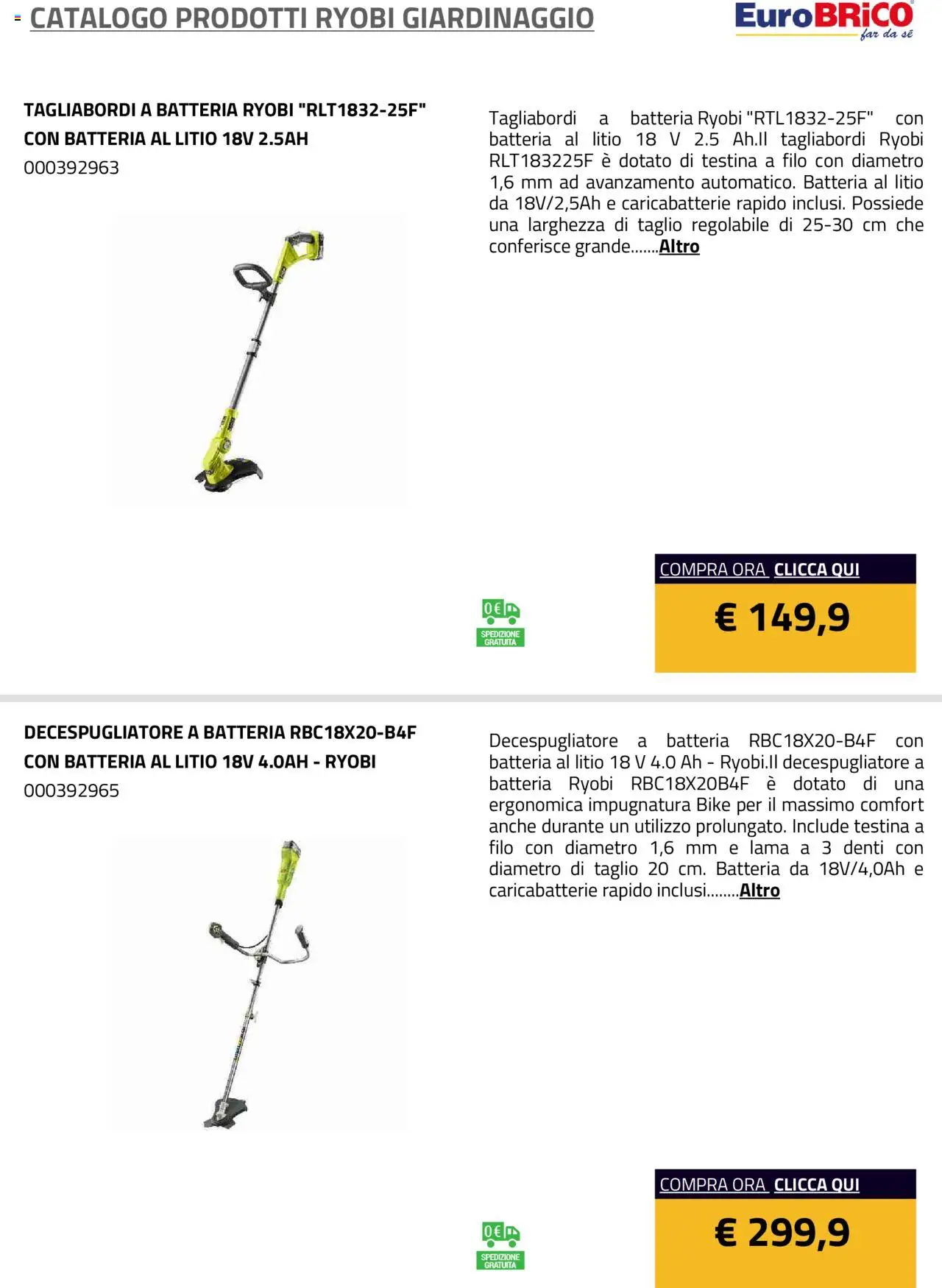 Eurobrico Prodotti Ryobi Giardinaggio catalogo - pagina 8 - valido dal 23/07/2025
