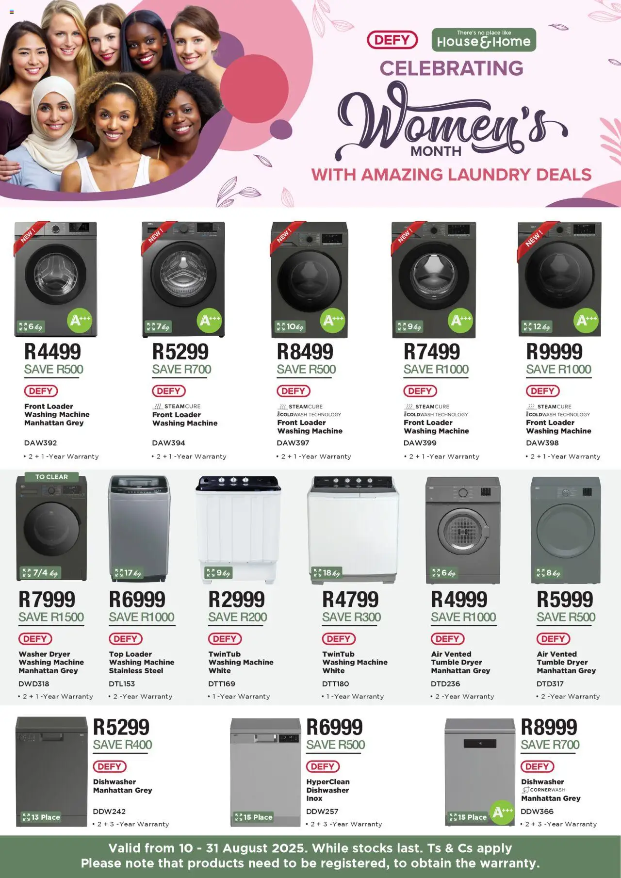 House and Home DEFY Women's Month - page 1- valid from 10/08/2025