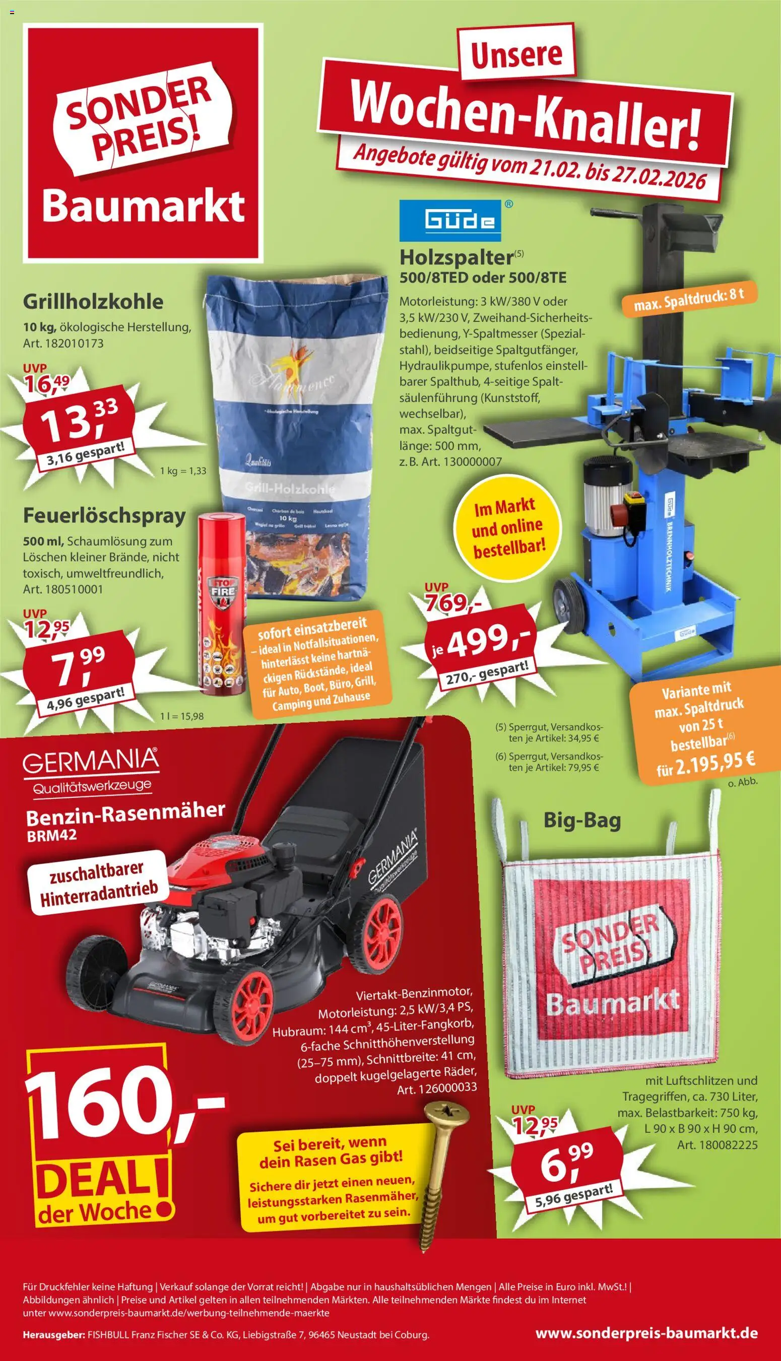 Sonderpreis Baumarkt Prospekt 	 - Seite 1 - gültig ab 21.02.2026