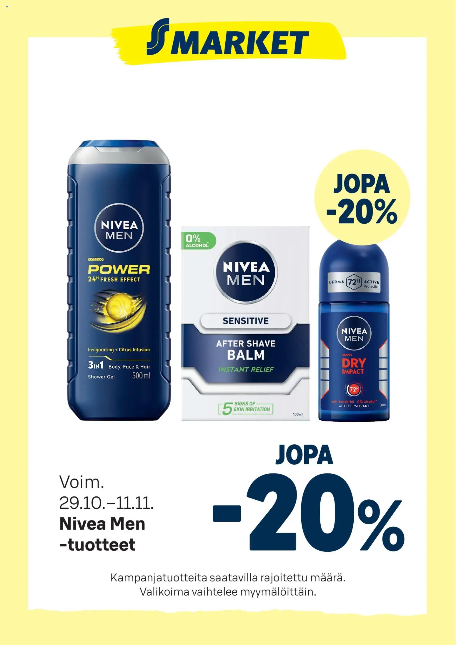 S-market tarjoukset Nivea Men - sivu 1- voimassa alkaen 29/10/2025