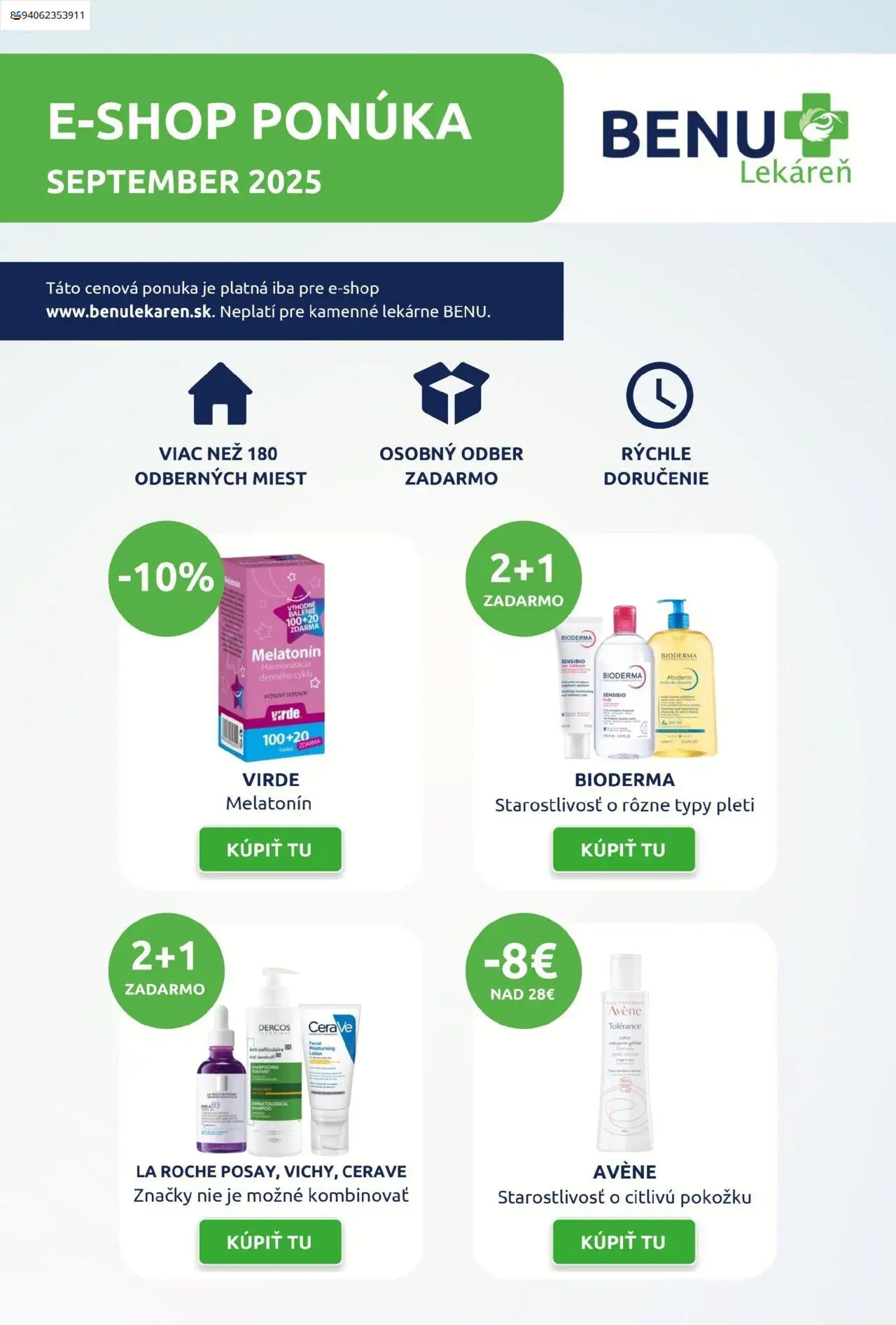 BENU Lekáreň leták pre E-shop - strana 1- platný od 01.09.2025