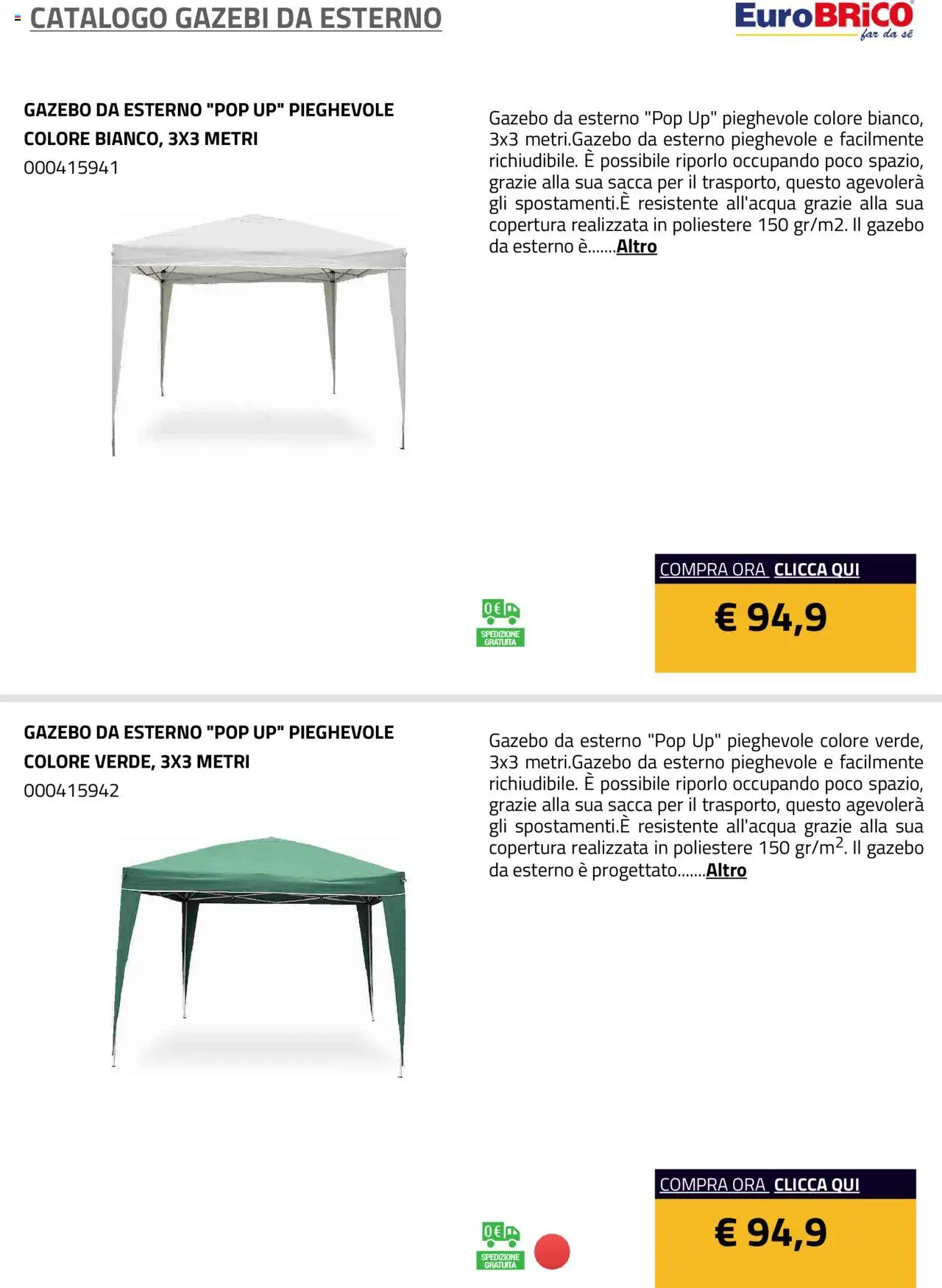Eurobrico Gazebi da esterno catalogo - pagina 16 - valido dal 23/07/2025