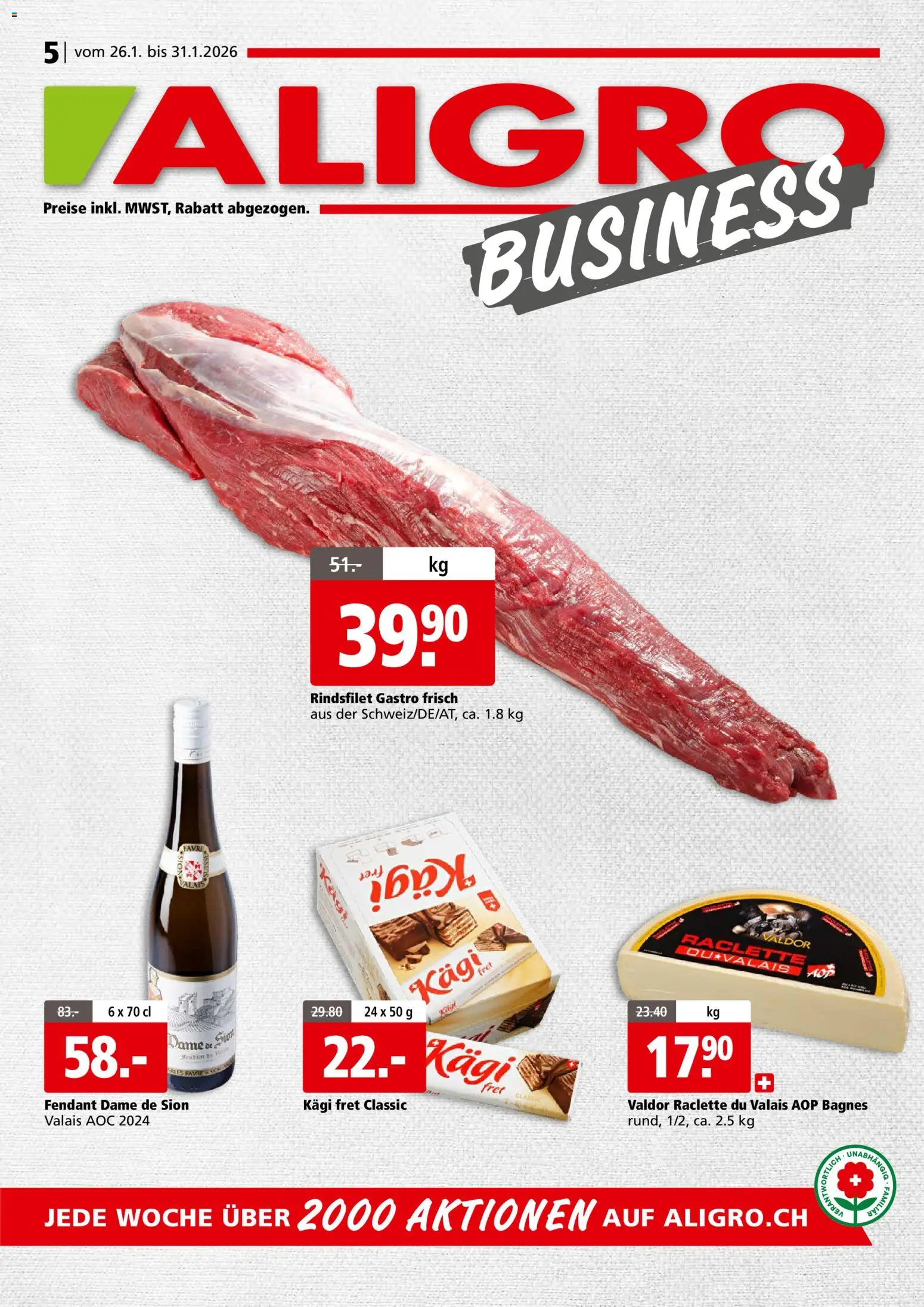 Aligro Aktionen Businesskunden - Chavannes, Matran, Genf, Sitten - Seite 1- gültig ab 26.01.2026