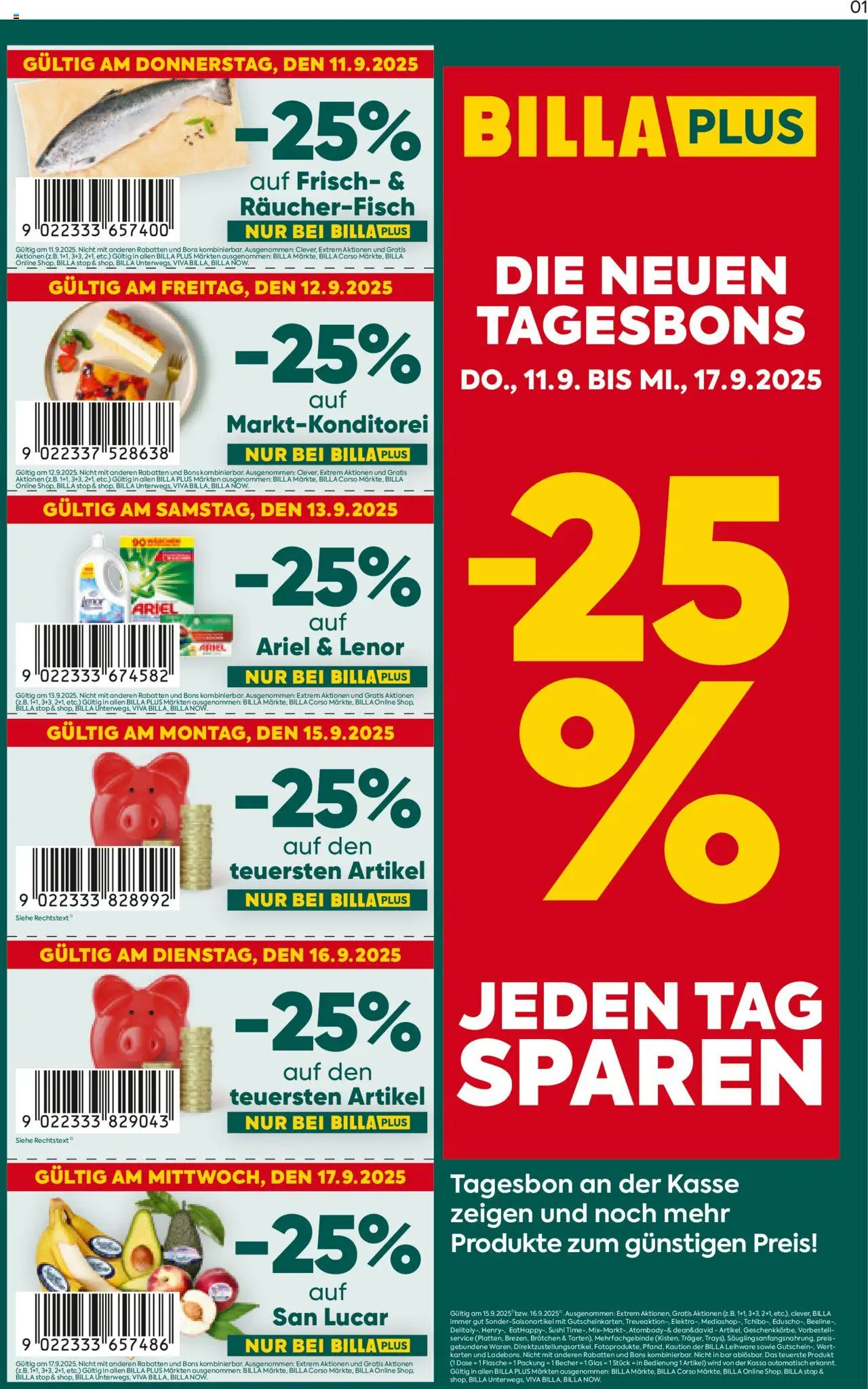 Billa Plus Die Neuen Tagesbons - Seite 1- gültig ab 11.09.2025