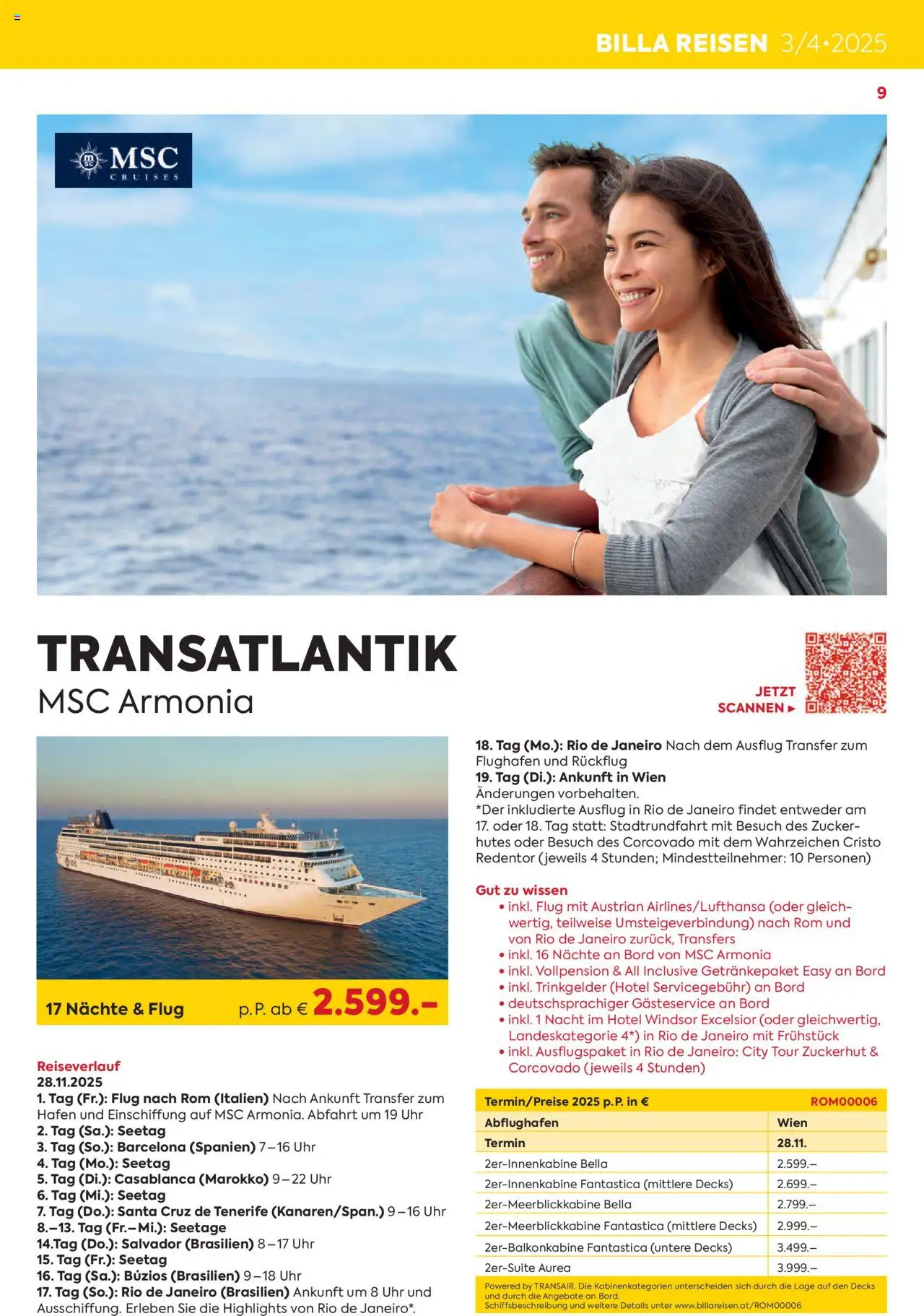 Billa Kreuzfahrten Rundreisen Erlebnisreisenb3/4 2025 - page 9- valid from 03.06.2025