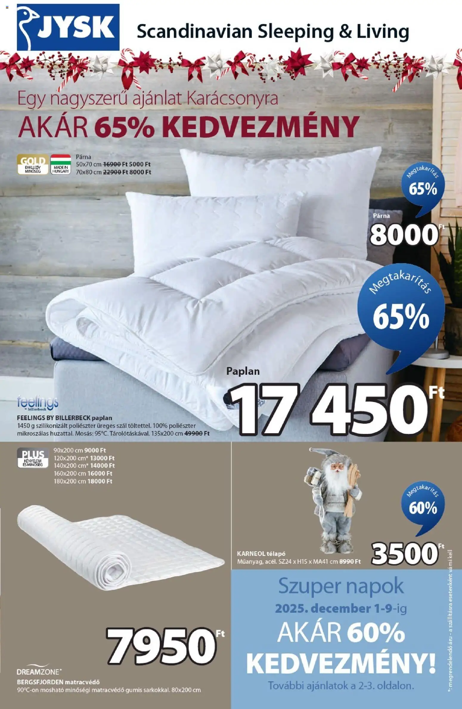JYSK aktuális ajánlatok - 1oldal - érvényes 2025.12.01.-tól