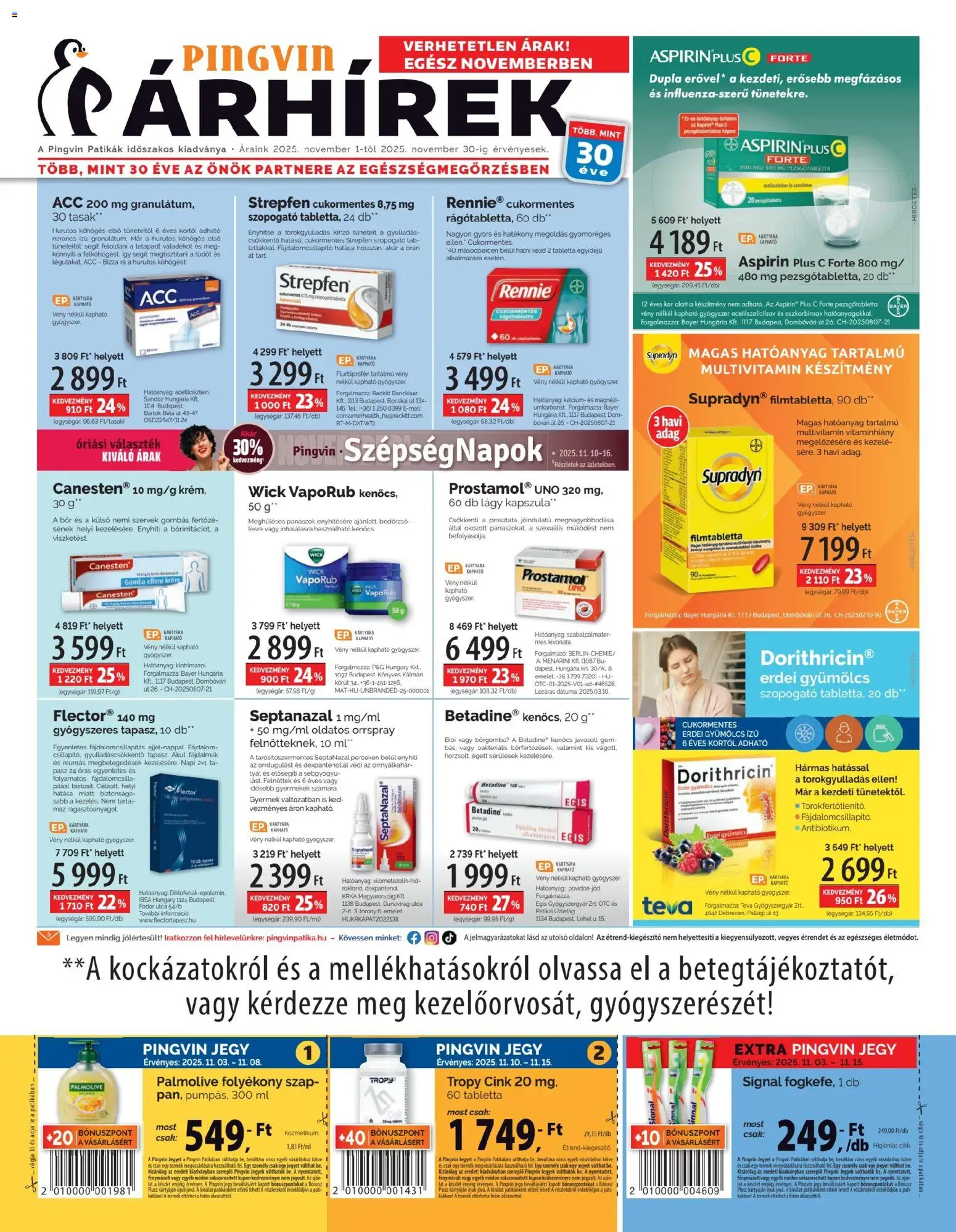 Pingvin Patika Akciós újság - 1oldal - érvényes 2025.11.01.-tól