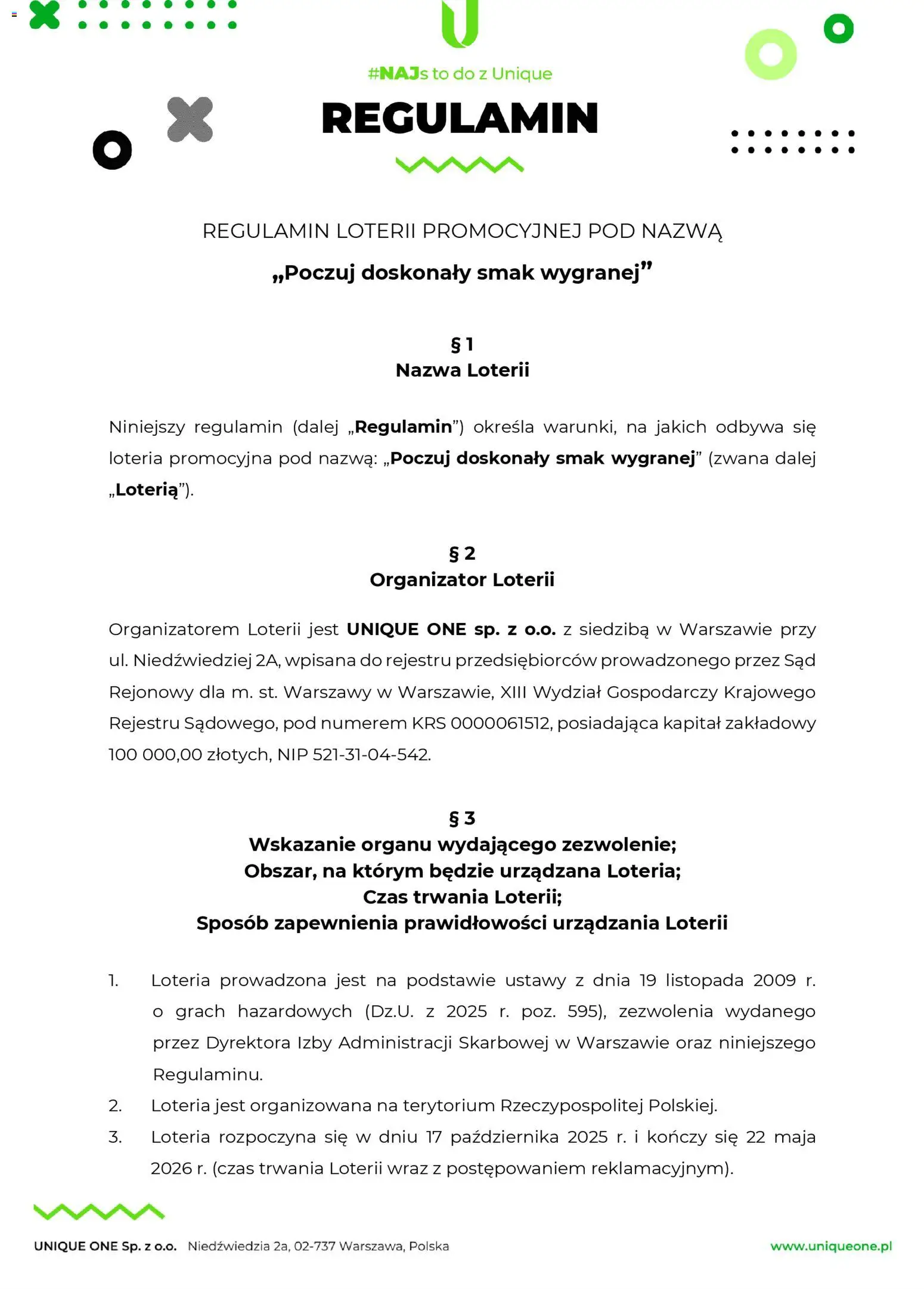 Makro Gazetka - Regulamin loterii Poczuj doskonały smak wygranej - strona 1- ważny od 17.10.2025