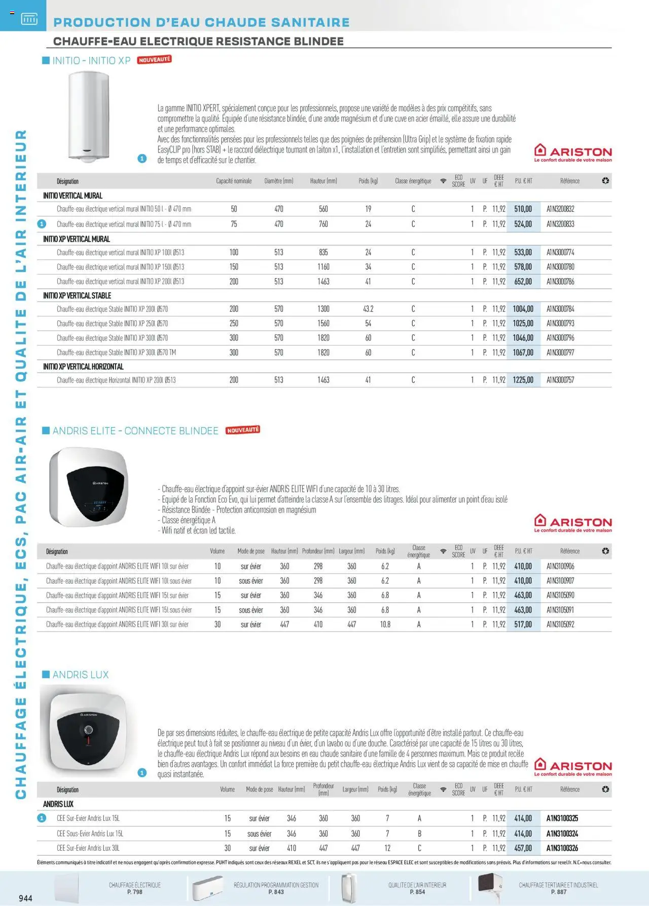 Rexel - Chauffage Électrique, ECS, PAC AIR-AIR Et Qualite De L´Air Interieur - page 150 - valable à partir du 16/07/2025