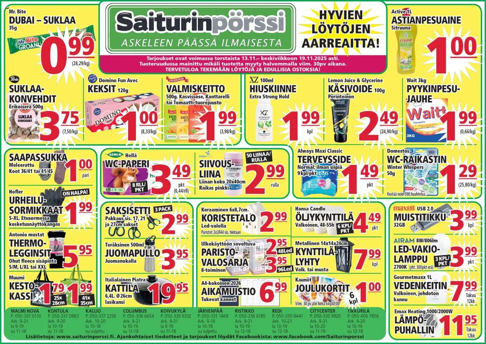 Saiturinpörssi tarjoukset - sivu 1- voimassa alkaen 13/11/2025