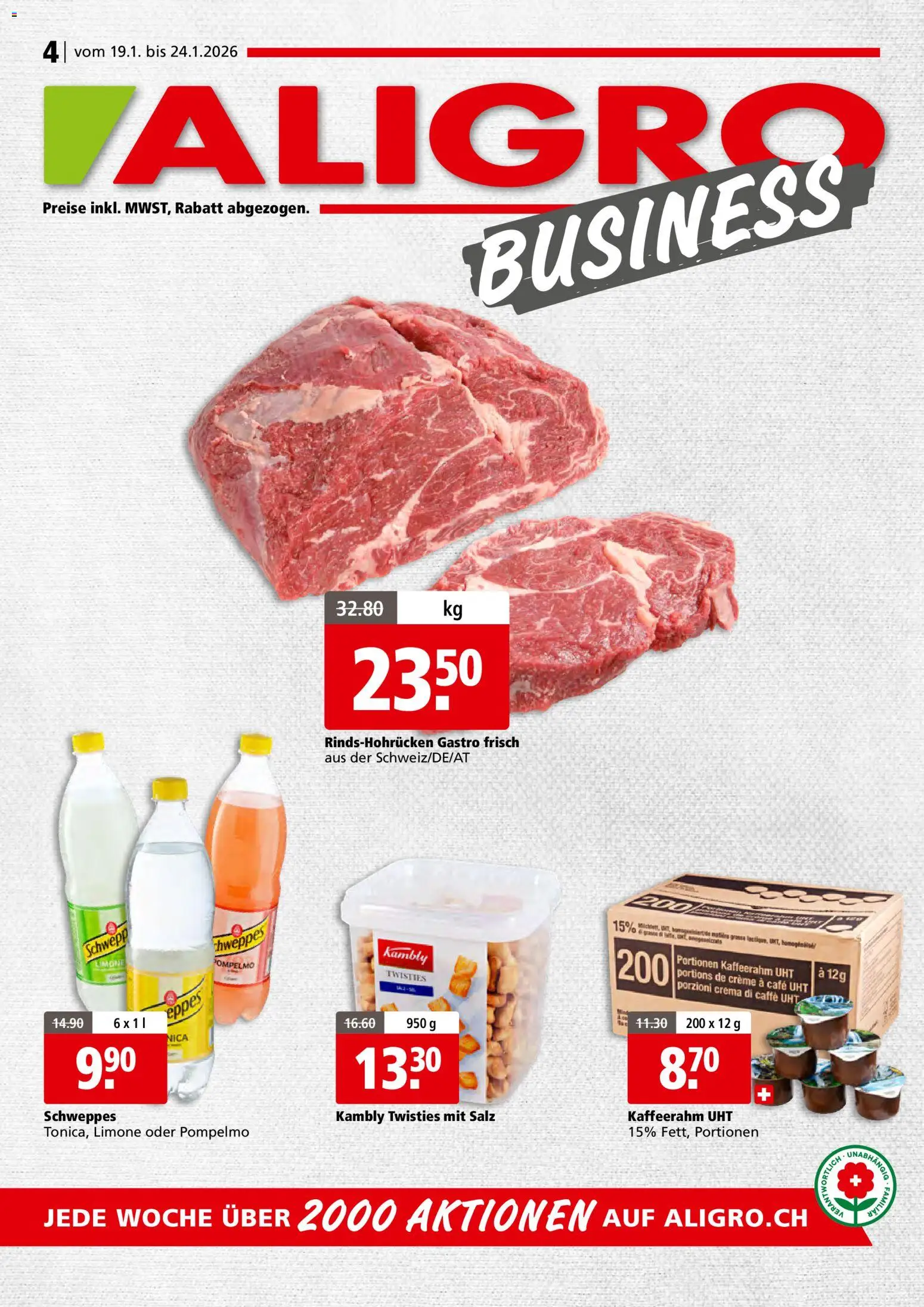 Aligro Aktionen Businesskunden - Chavannes, Matran, Genf, Sitten - Seite 1- gültig ab 19.01.2026