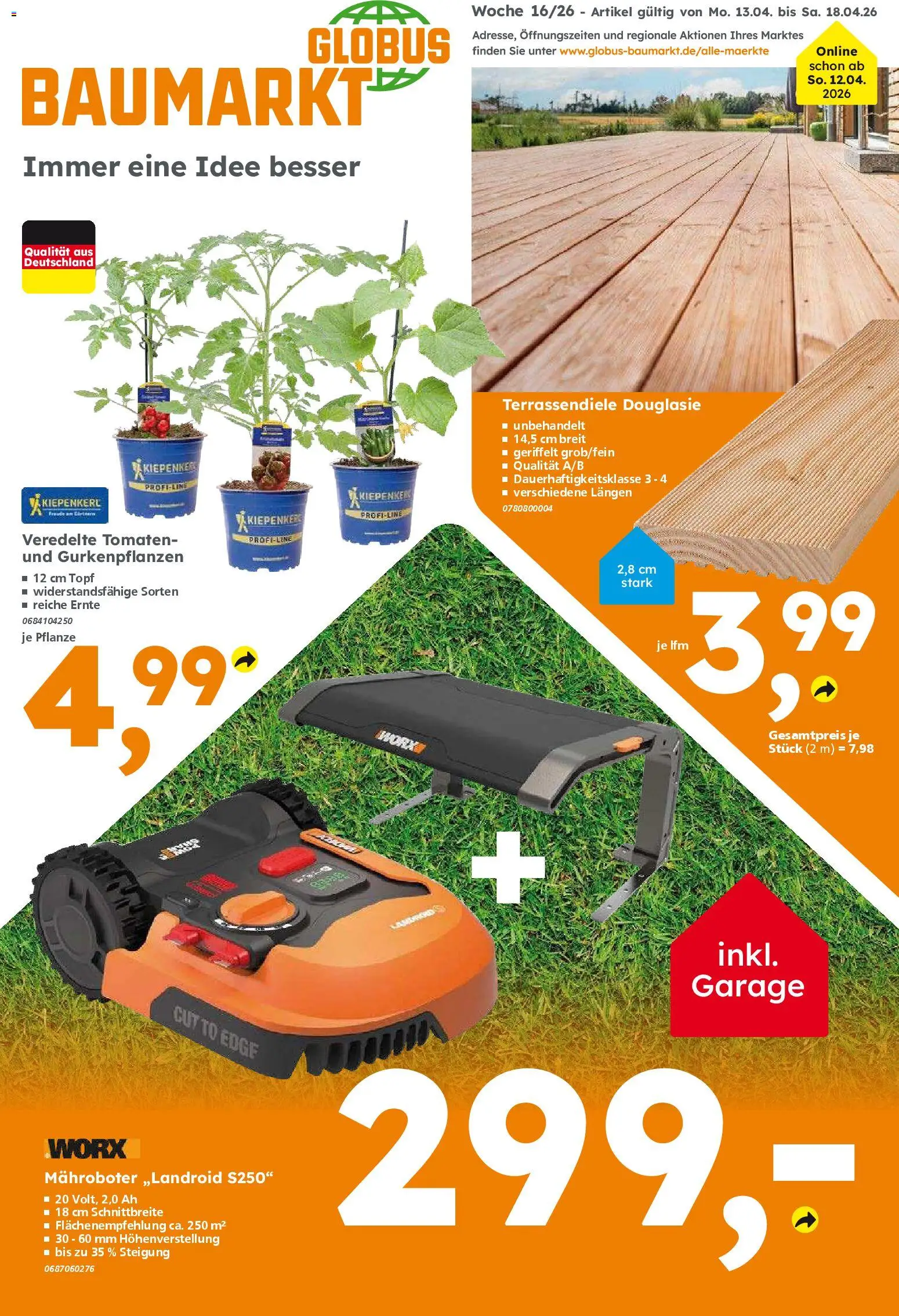 Globus Baumarkt Prospekt 	 - Seite 1 - gültig ab 13.04.2026