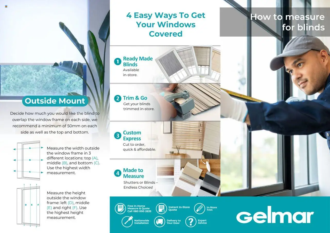 Gelmar How to Measure for Blinds - page 1- valid from 01/05/2025