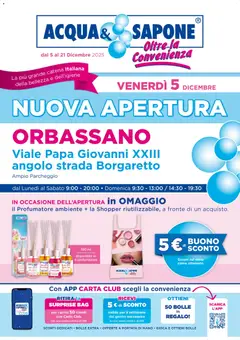 Anteprima Acqua e Sapone Nuova Apertura - Orbassano catalogo valida dal 05/12/2025