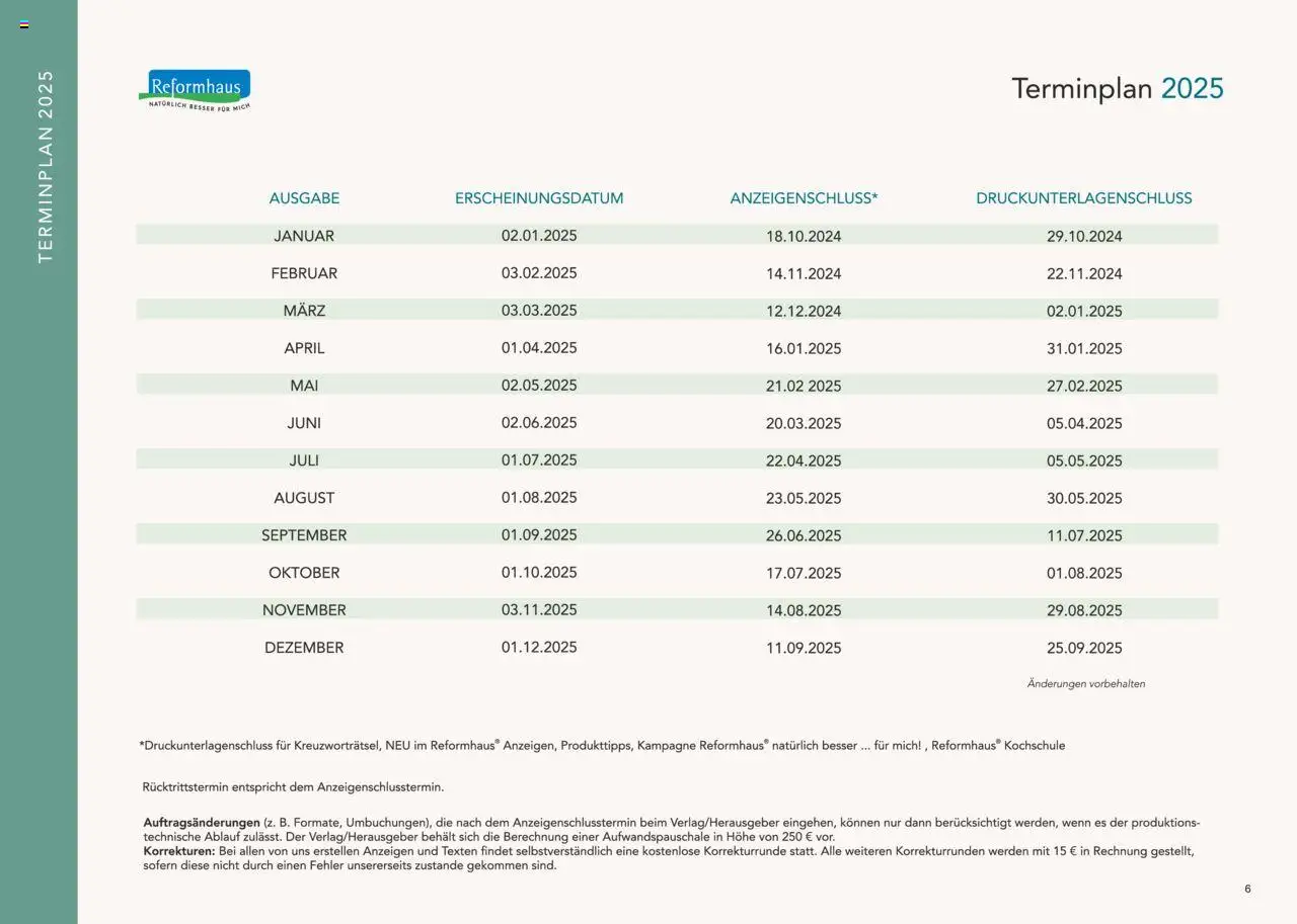 Reformhaus Bacher Themenplan 2025 - Seite 6 - gültig ab 01.01.2025