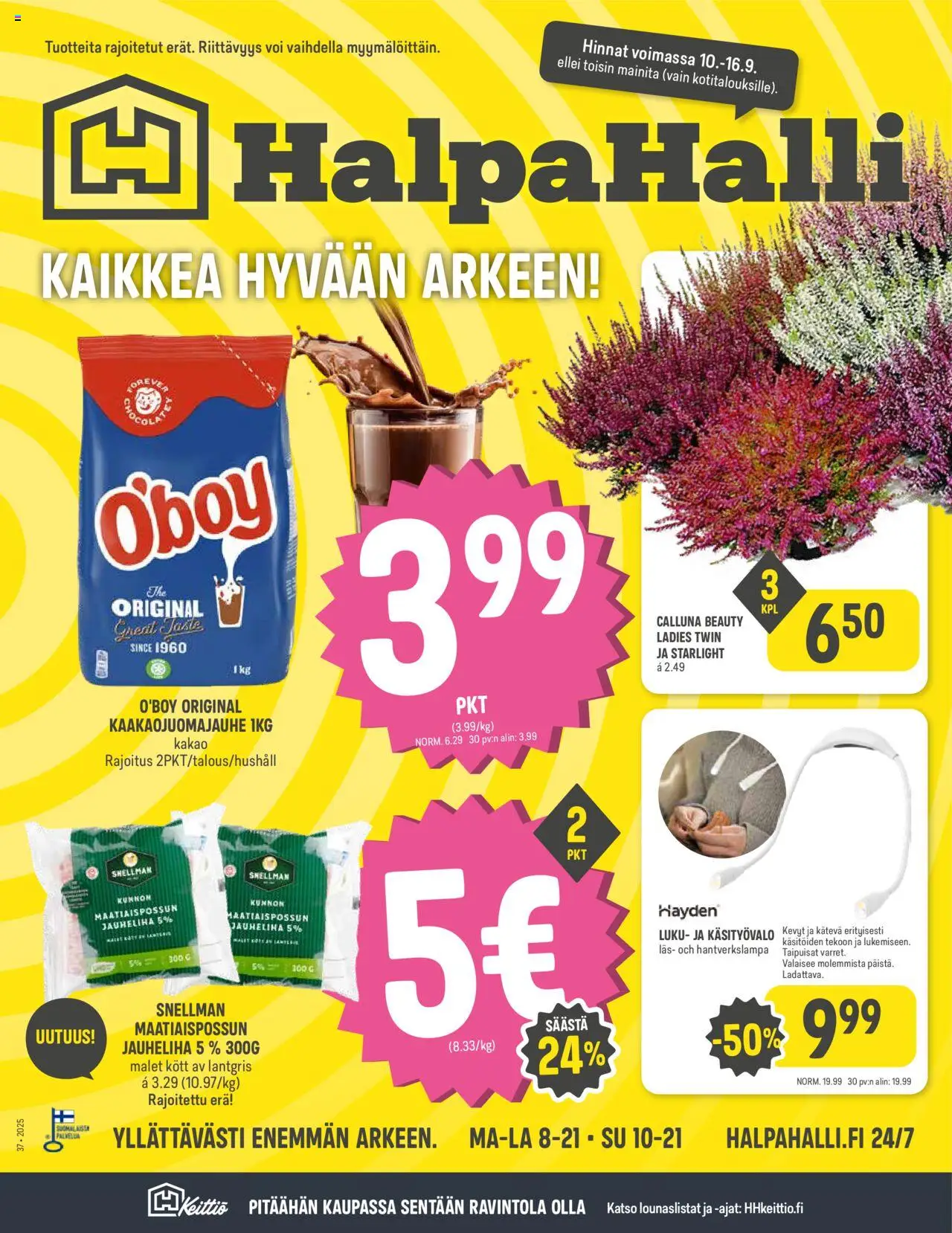 Halpa Halli tarjoukset - sivu 1- voimassa alkaen 10/09/2025