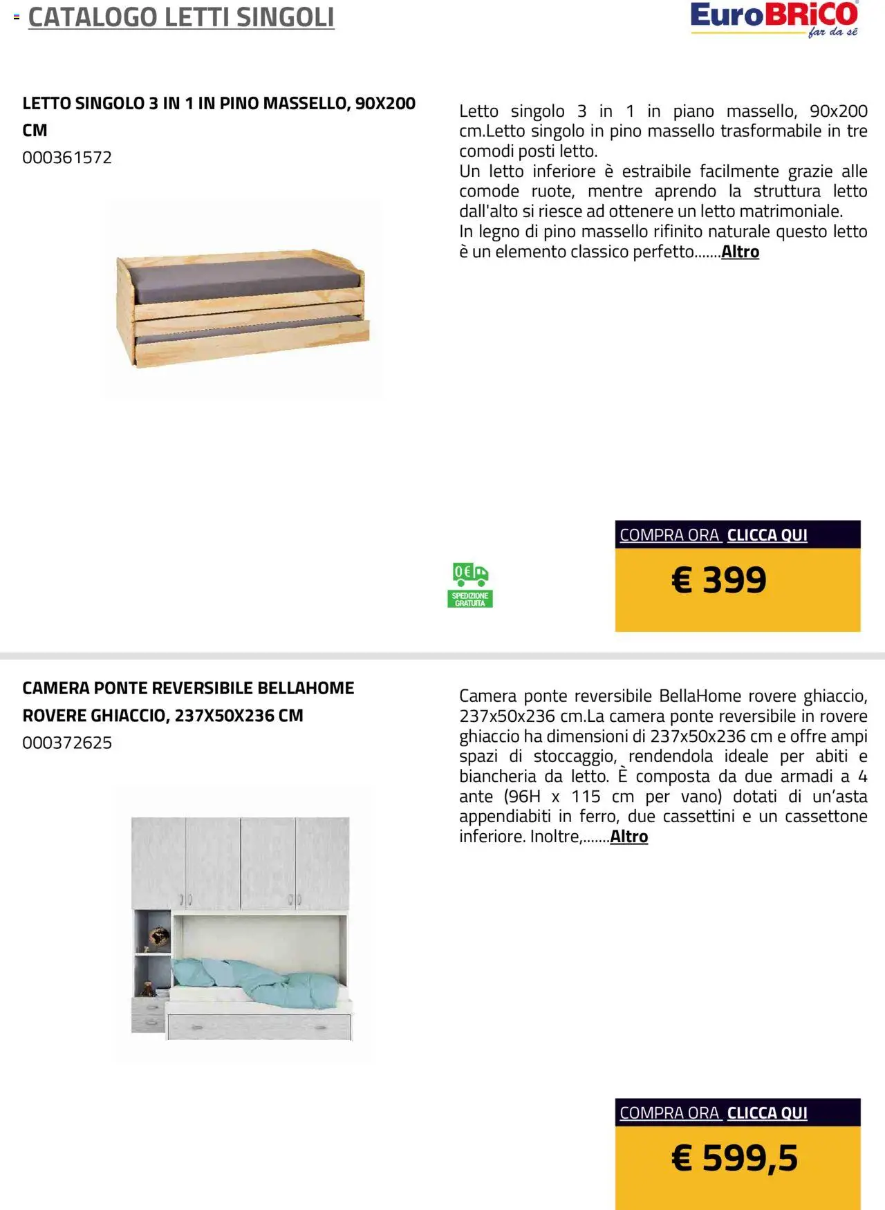 Eurobrico Letti Singoli catalogo - pagina 3 - valido dal 23/07/2025