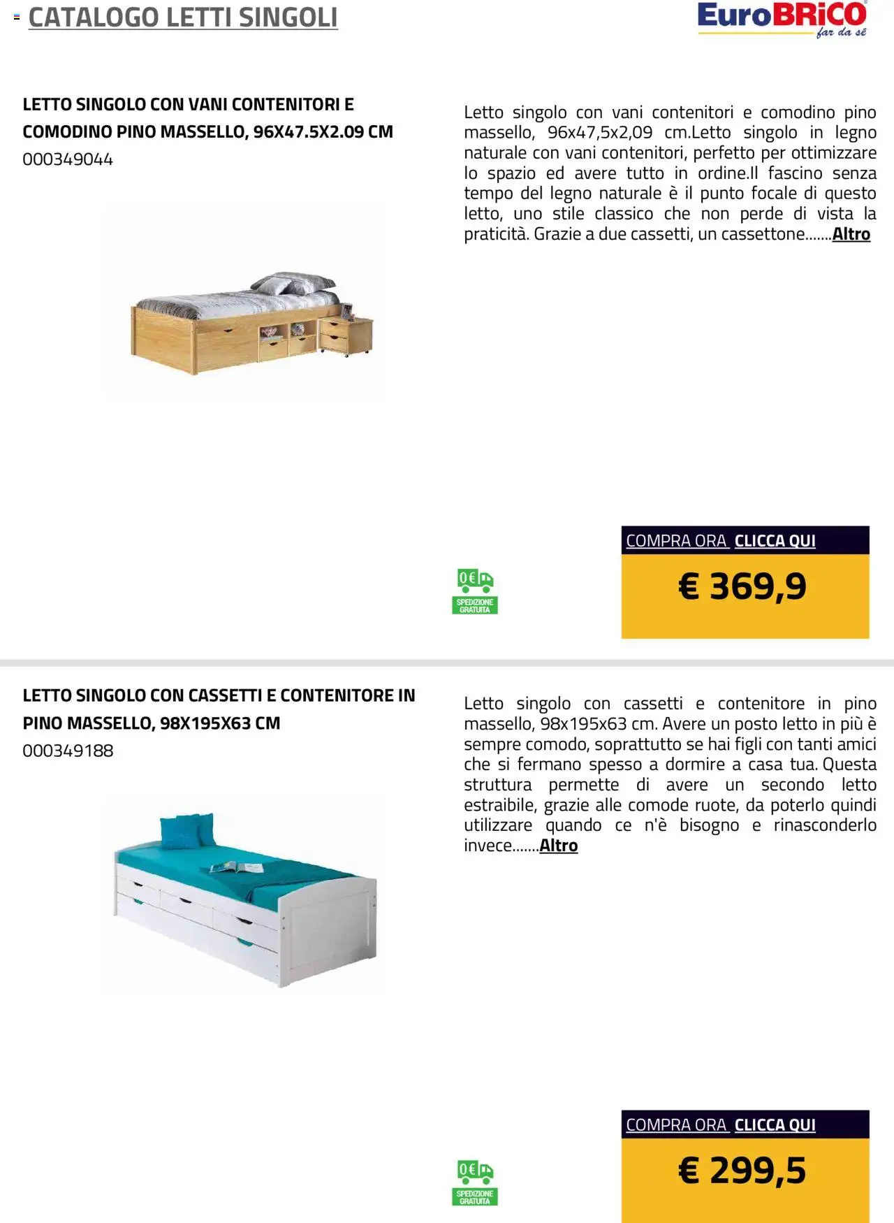 Eurobrico Letti Singoli catalogo - pagina 2 - valido dal 23/07/2025