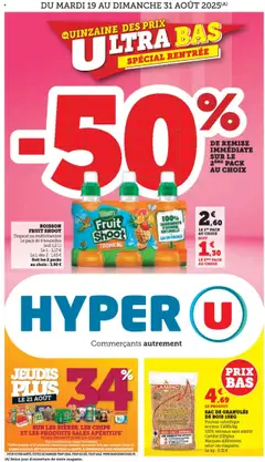 Aperçu Hyper U Quinzaine des prix ultra bas Spécial rentrée valable à partir du 19/08/2025