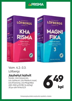 Esikatselu Prisma tarjoukset Löfbergs kahvit voimassa alkaen 04/02/2026