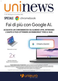 Anteprima Unieuro Chromebook catalogo valida dal 22/08/2025