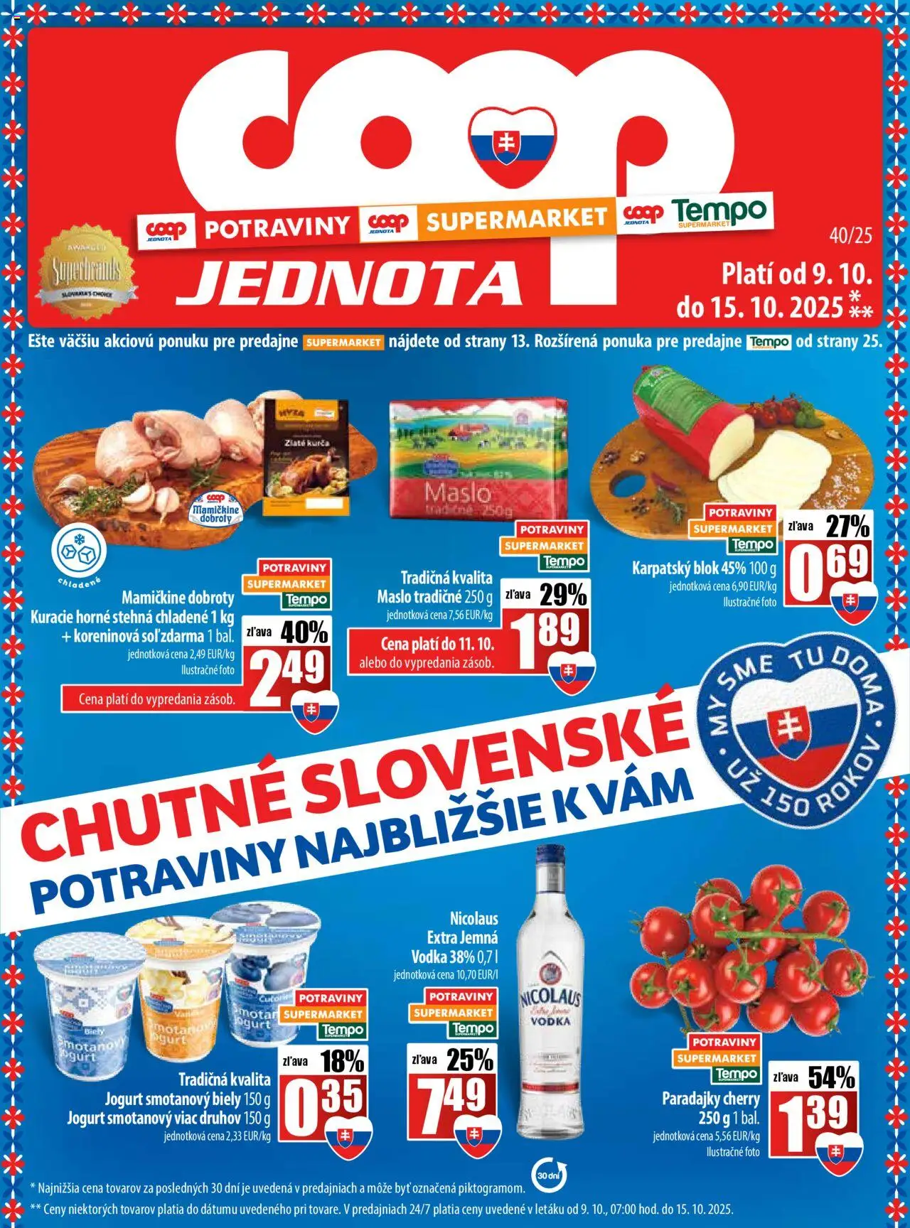 COOP Jednota leták - strana 1- platný od 09.10.2025