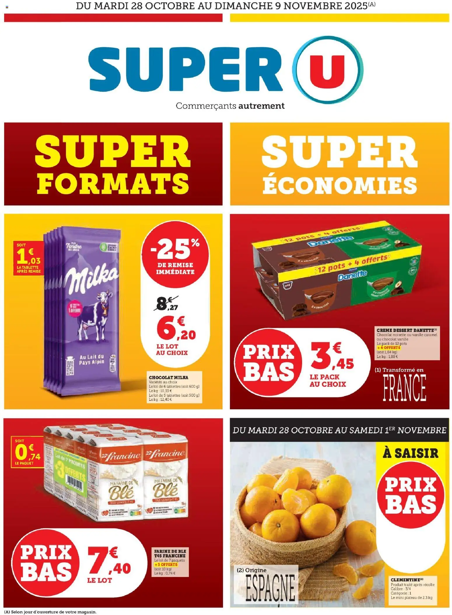Super U - Super formats Super économies - page 1 - valable à partir du 28/10/2025
