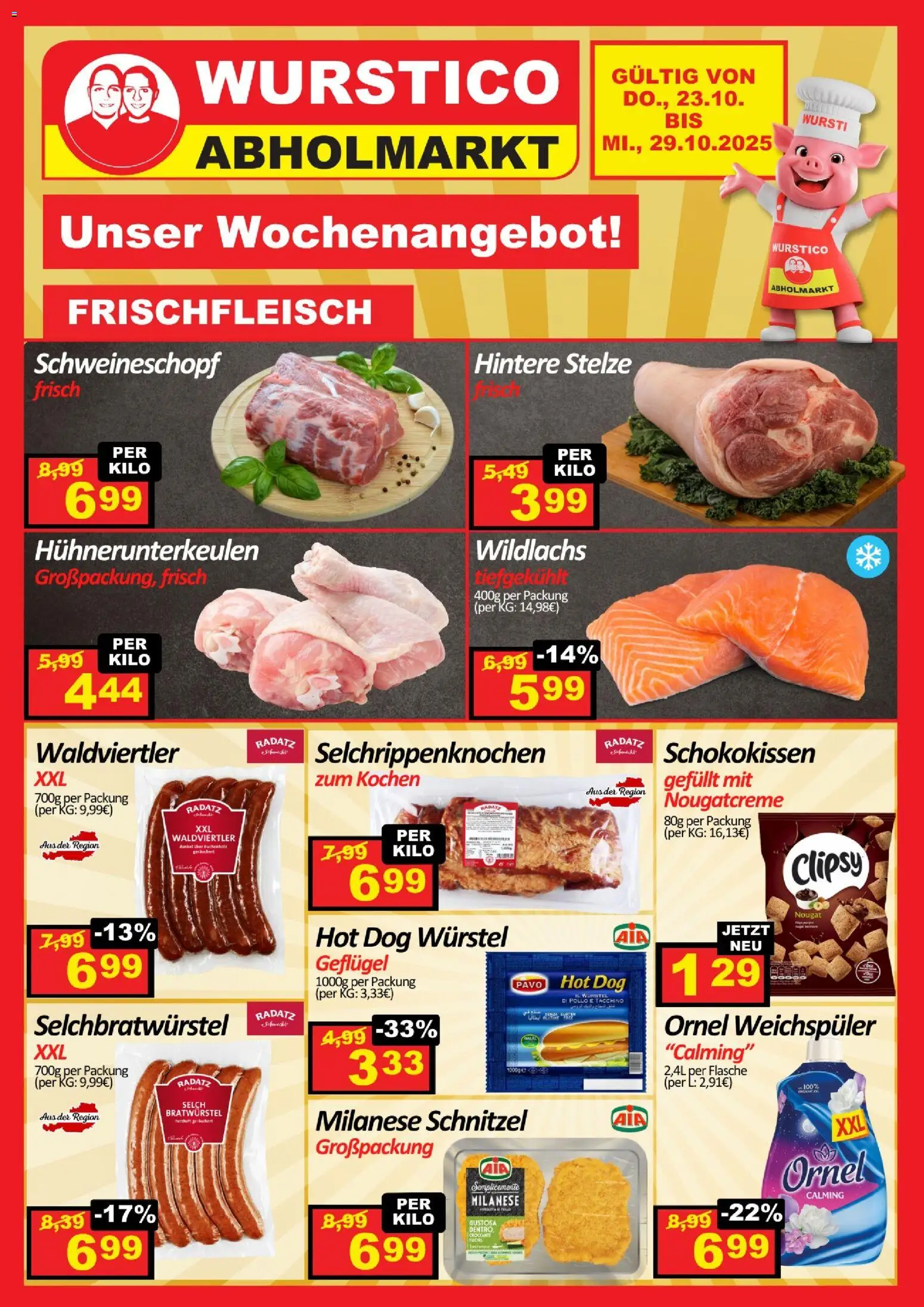 Wurstico Abholmarkt Flugblatt - Seite 1- gültig ab 23.10.2025