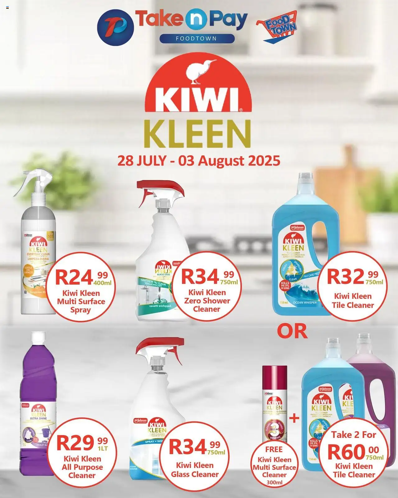 Take n Pay Kiwi Kleen Specials - page 1- valid from 28/07/2025