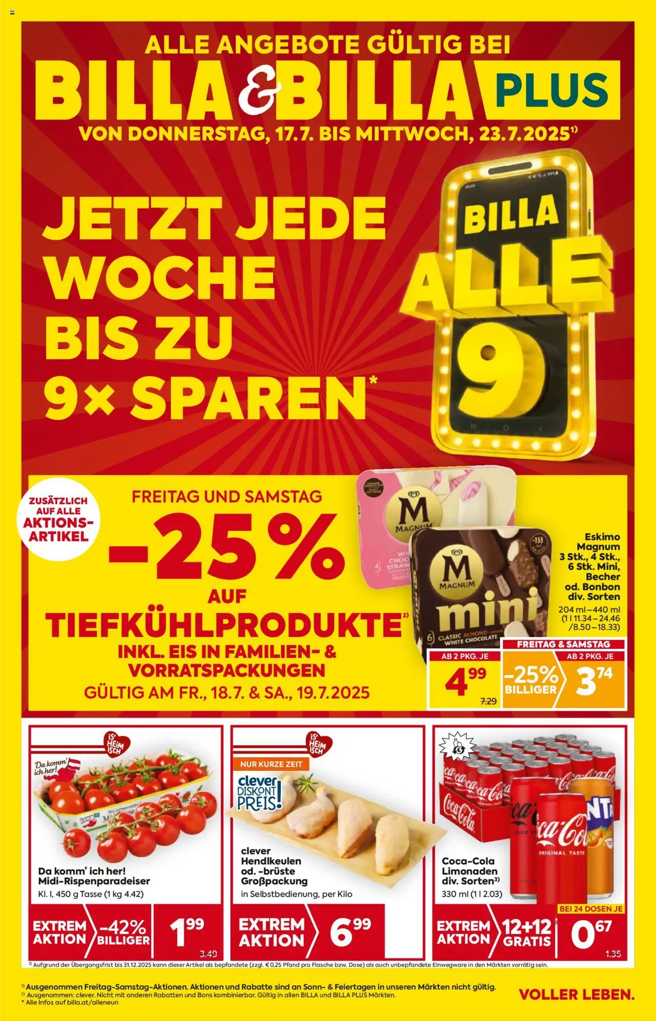 Billa Flugblatt - Seite 1- gültig ab 17.07.2025