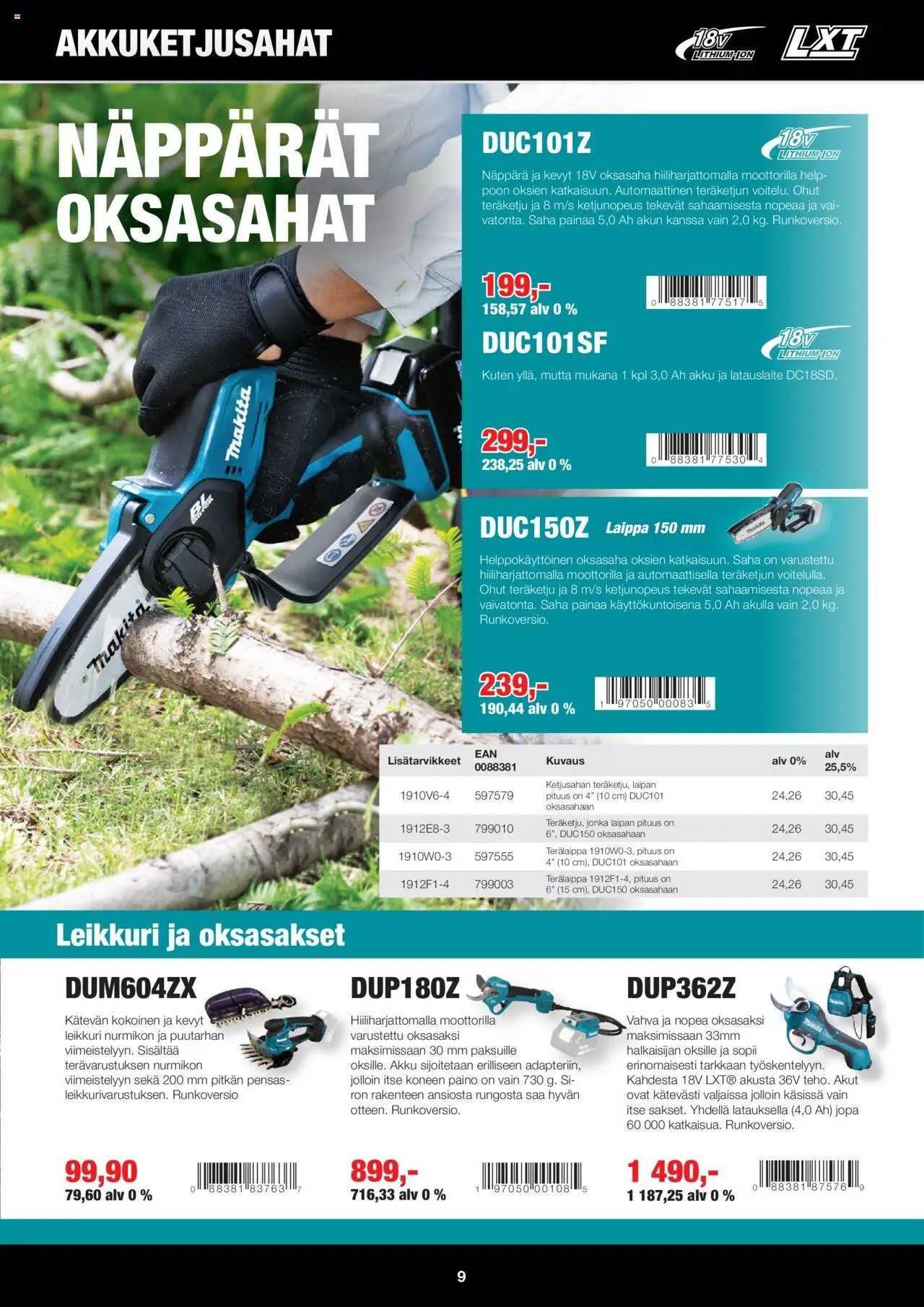 Makita tarjoukset - LXT Puutarha 2025 - sivu 9- voimassa alkaen 08/05/2025