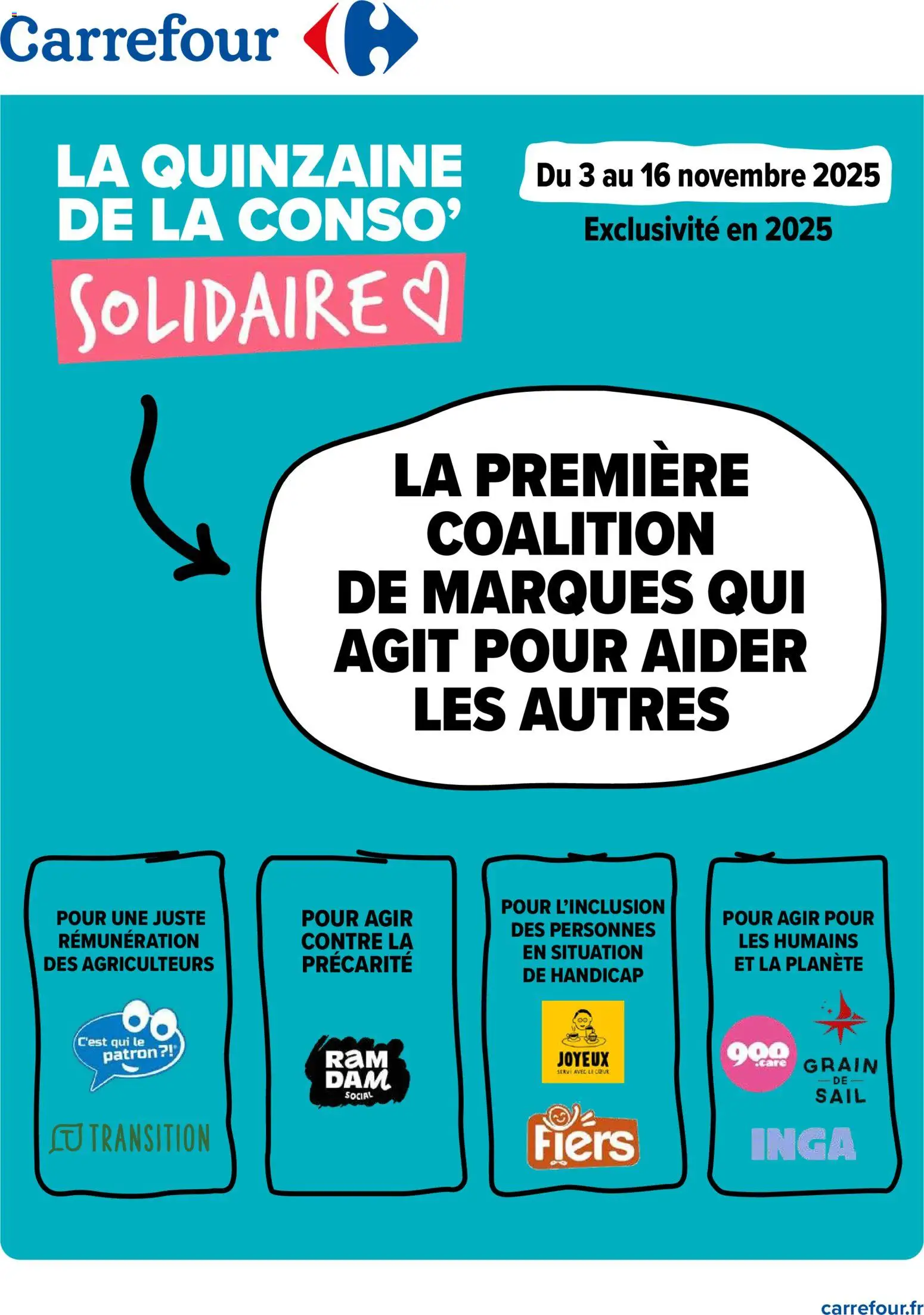 Carrefour catalogue La quinzaine de la conso solidaire - page 1 - valable à partir du 03/11/2025