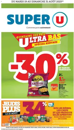 Aperçu Super U catalogue Quinzaine des prix ultra bas Spécial rentrée valable à partir du 19/08/2025