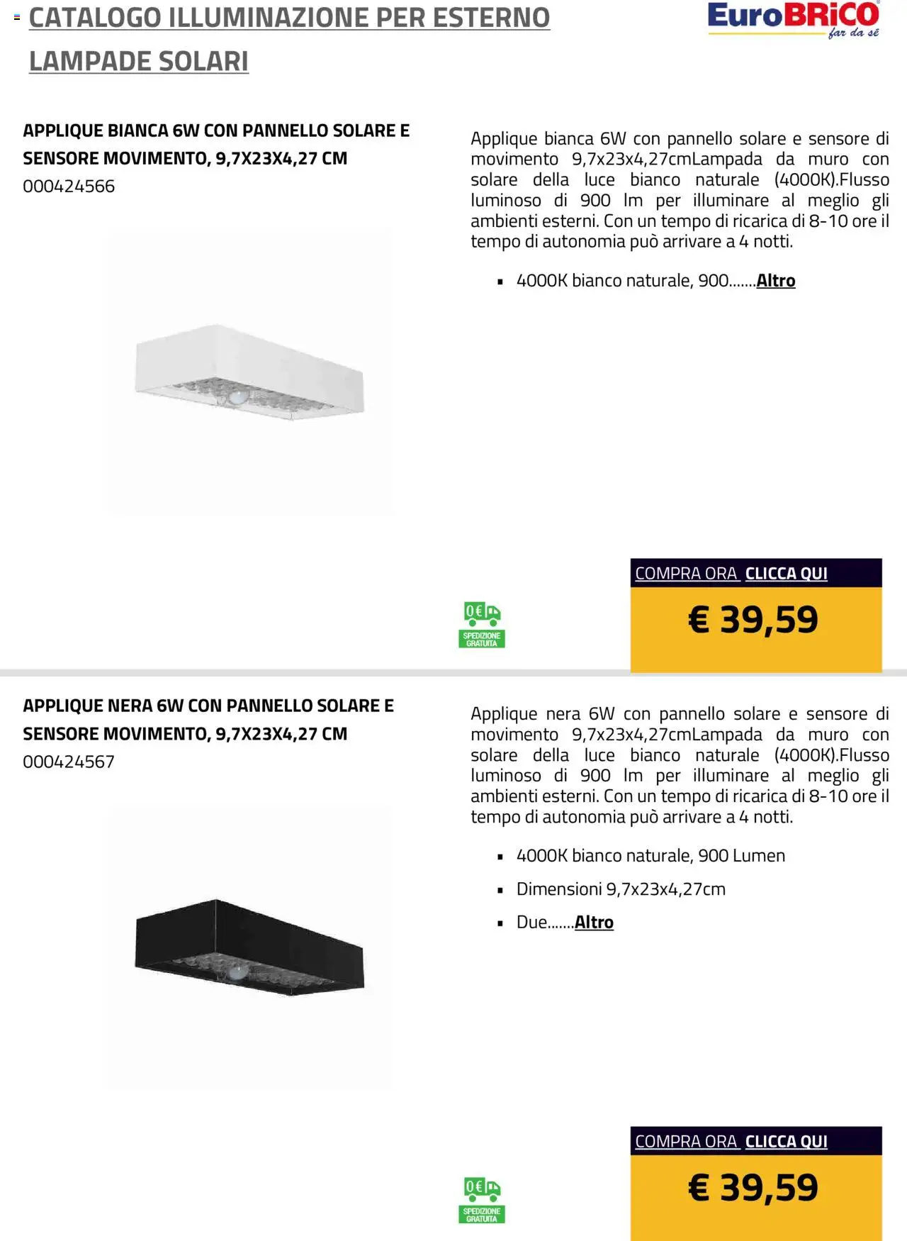 Eurobrico Illuminazione da esterno Lampade Solari catalogo - pagina 28 - valido dal 23/07/2025