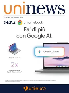 Anteprima Unieuro Chromebook catalogo valida dal 13/10/2025