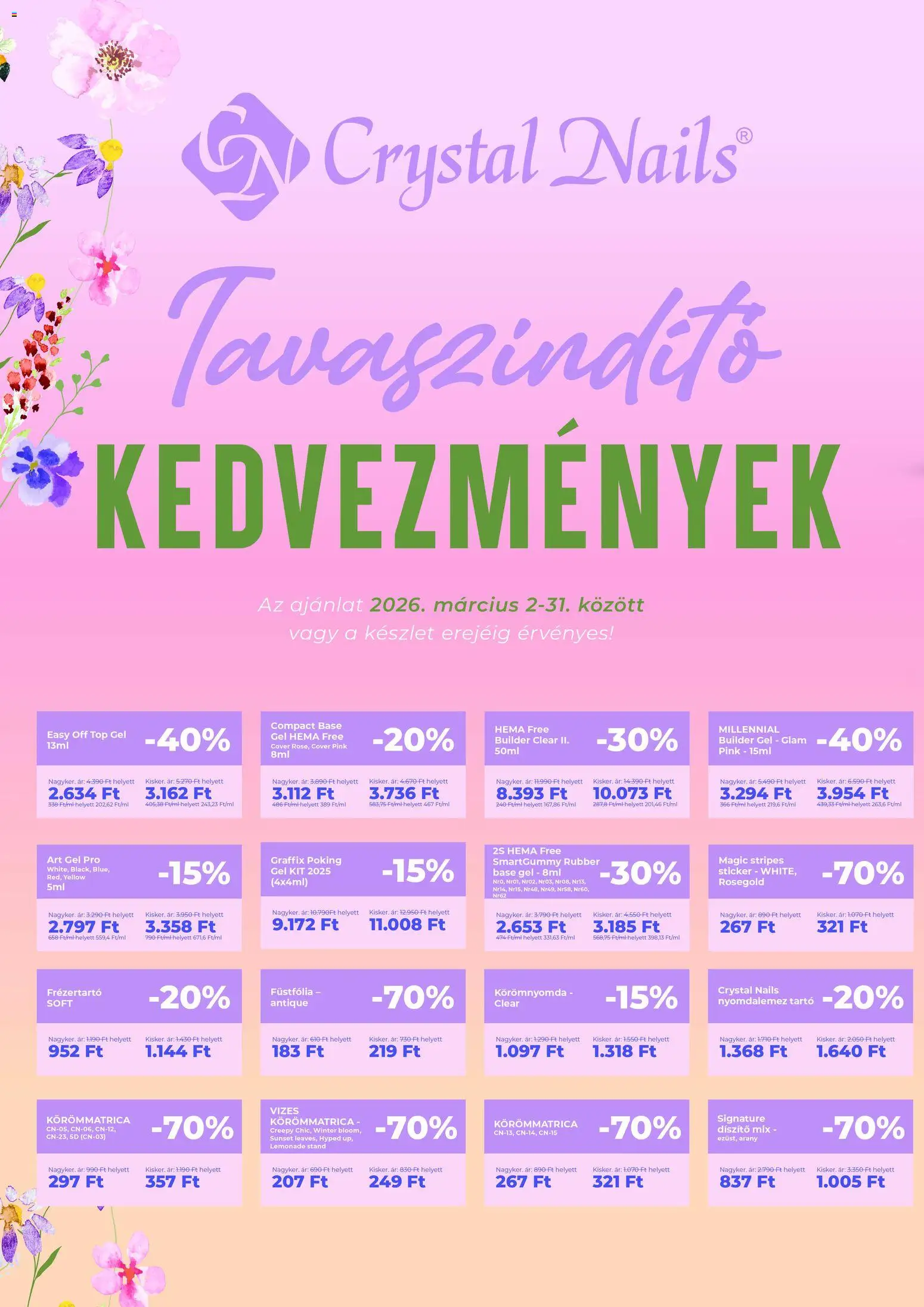 Crystal Nails akciós újság - 1oldal - érvényes 2026.03.02.-tól