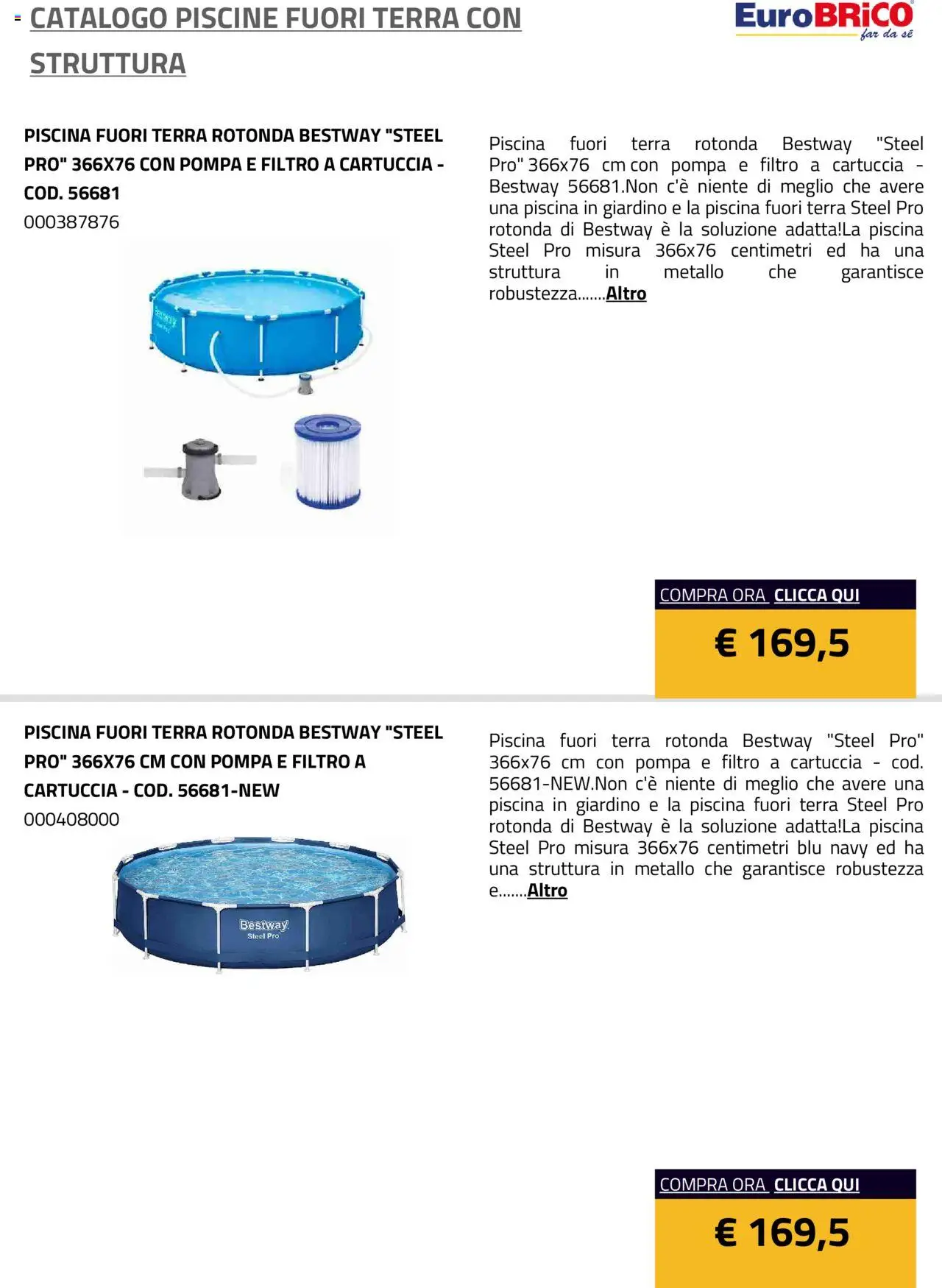 Eurobrico Piscine Fuori Terra con Struttura catalogo - pagina 3 - valido dal 23/07/2025