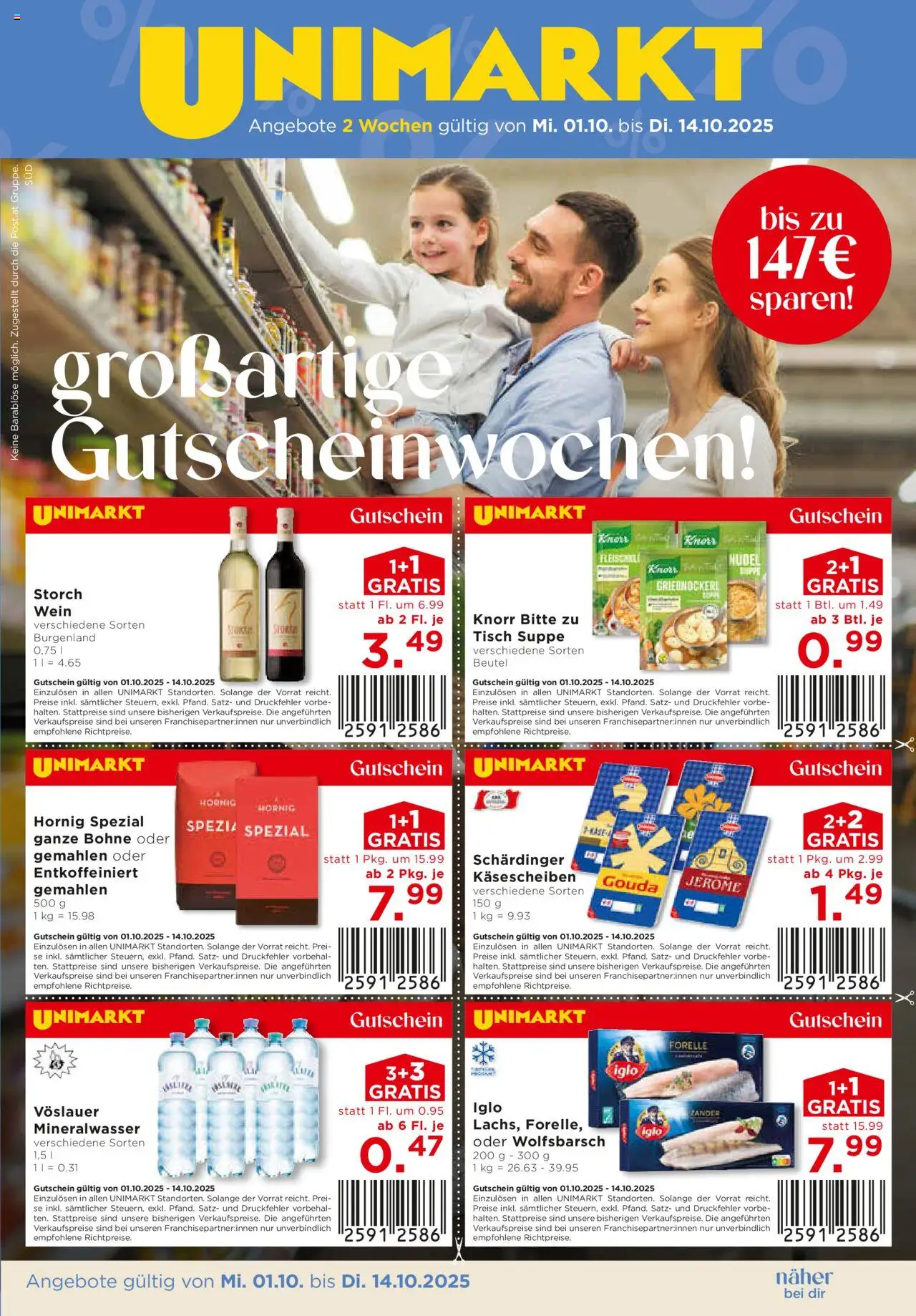 Unimarkt Flugblatt - Seite 1- gültig ab 01.10.2025